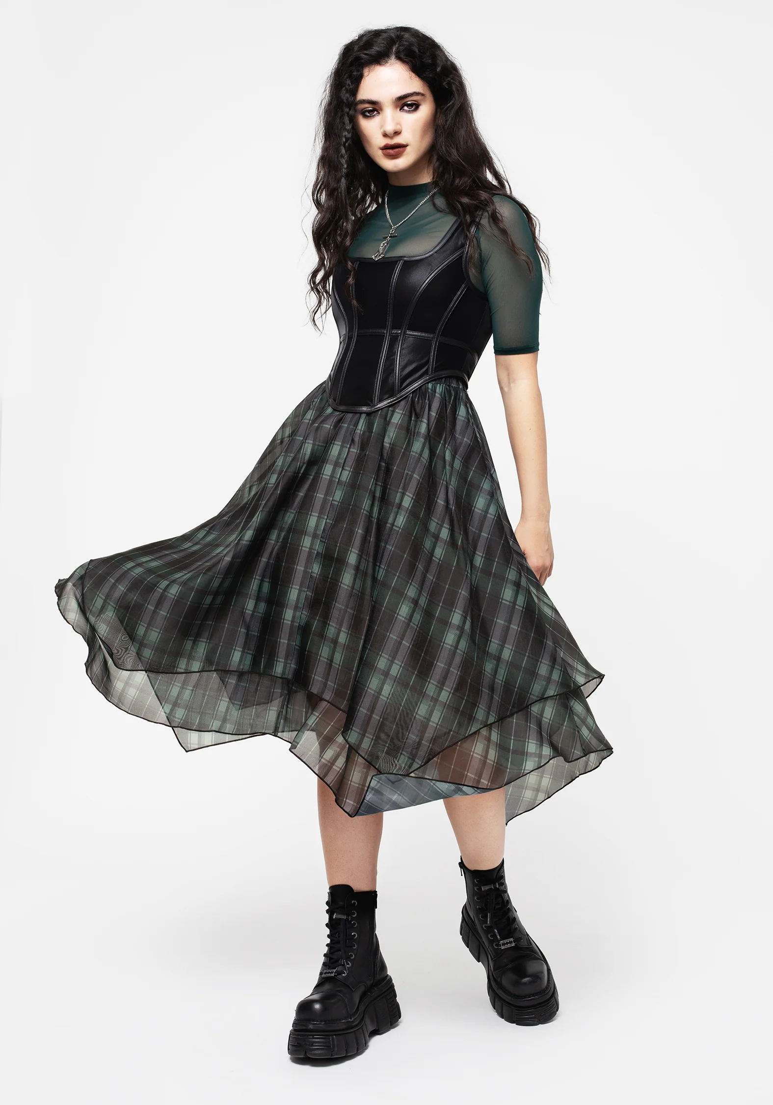 Checkmate Layered Organza Handkerchief Hem Skirt - Image 6