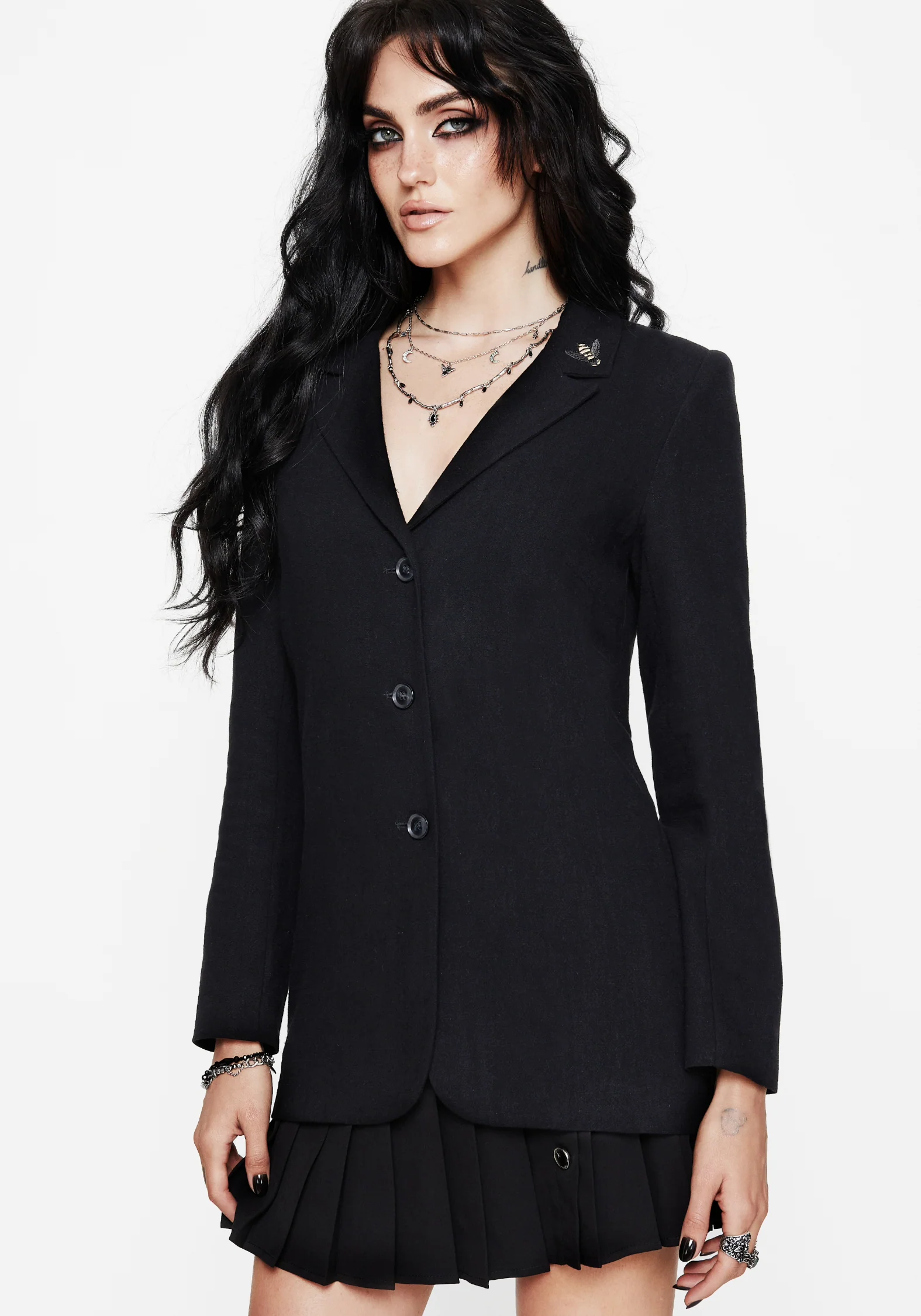 Chloris Embroidered Longline Blazer - Image 3