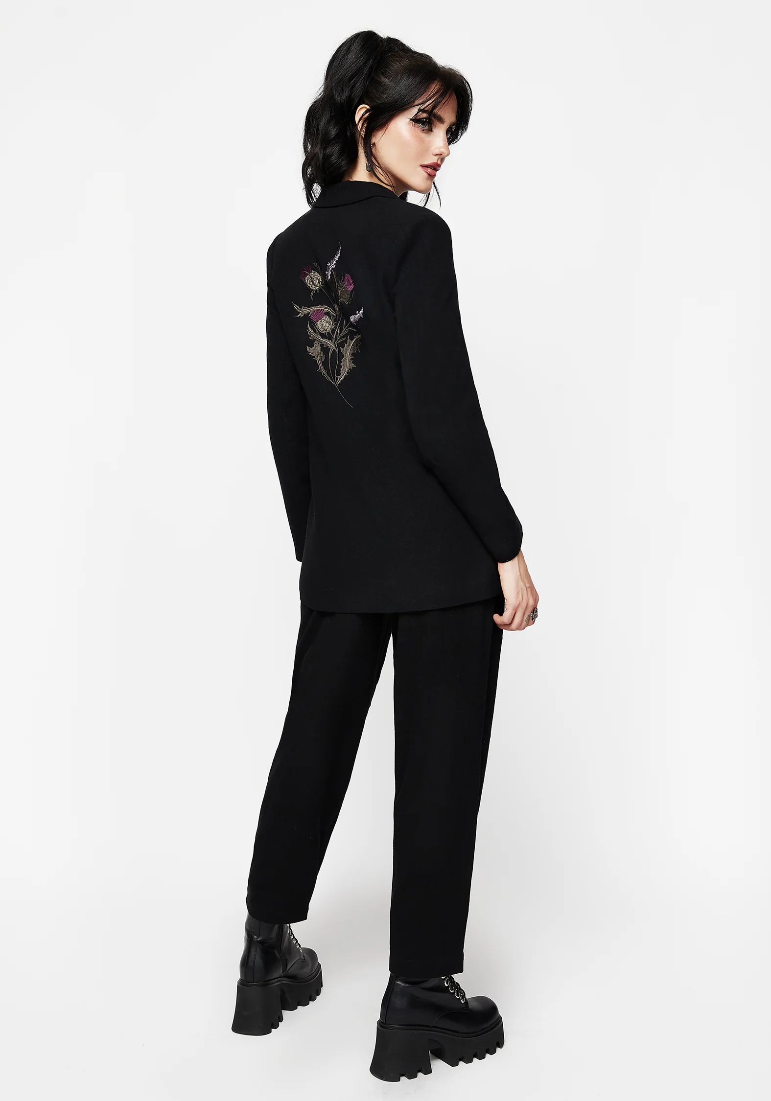 Chloris Embroidered Longline Blazer - Image 7