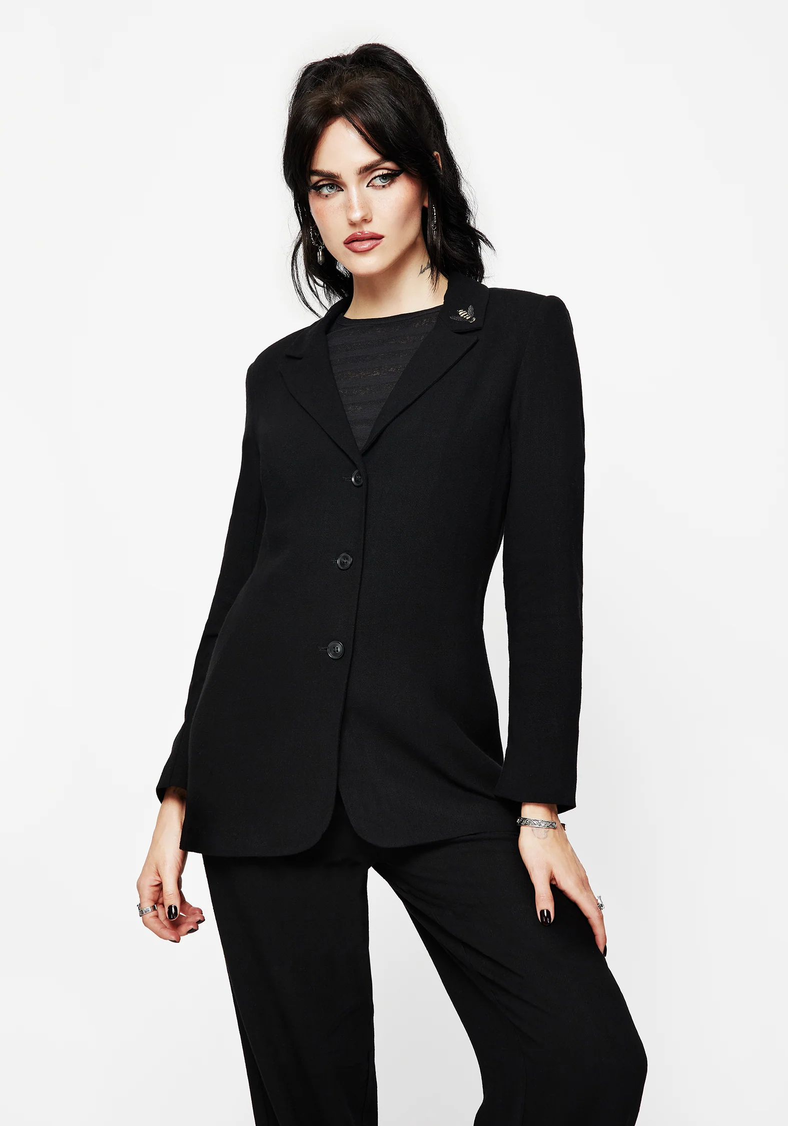 Chloris Embroidered Longline Blazer - Image 8