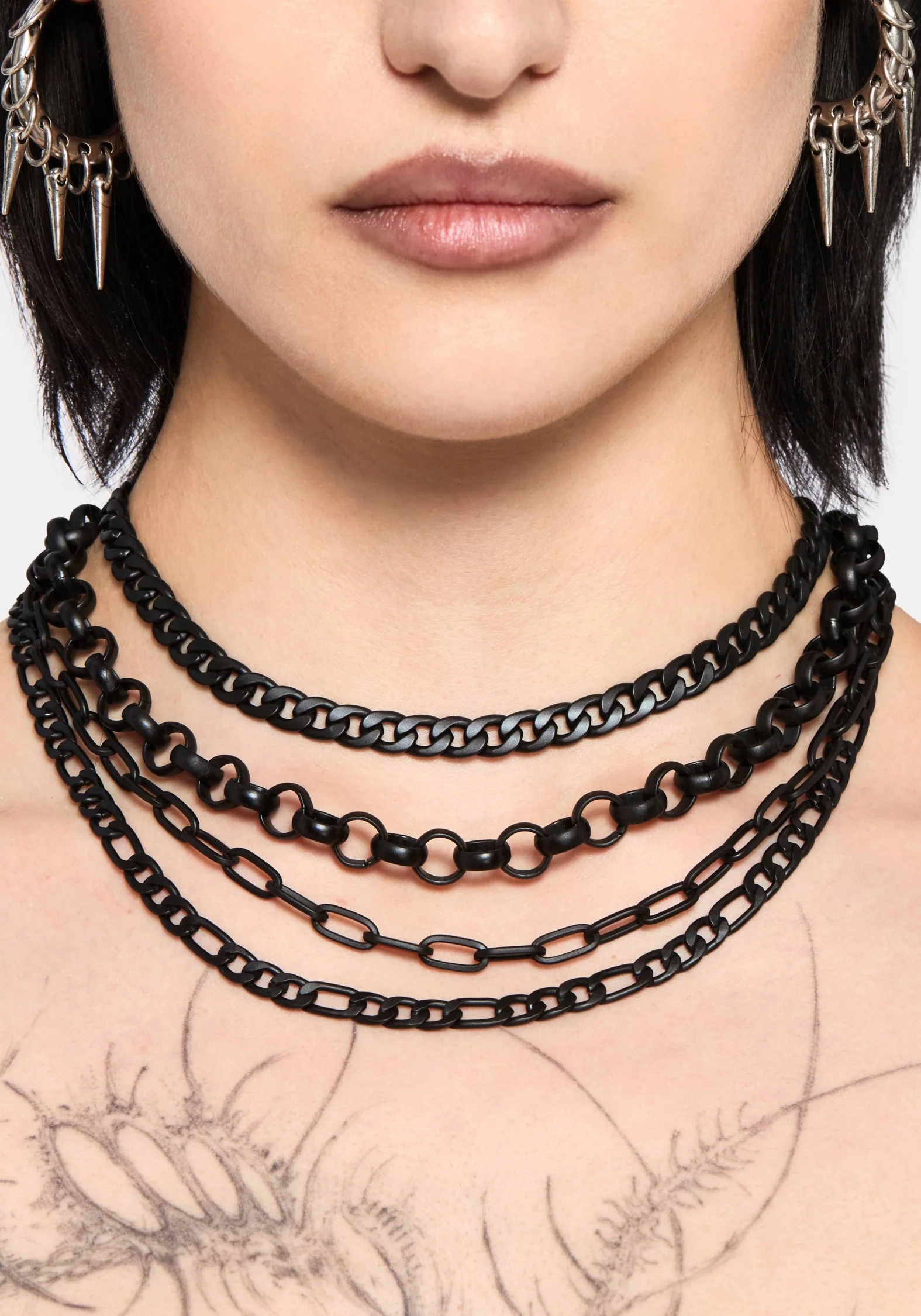 Chorx Layered Jet Chain Necklace
