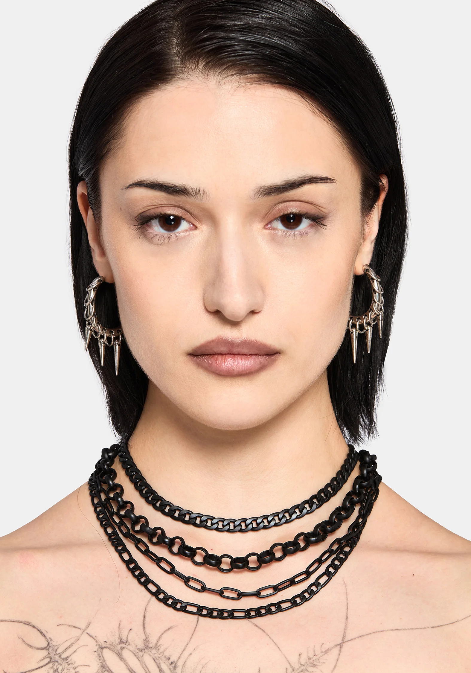 Chorx Layered Jet Chain Necklace - Image 3