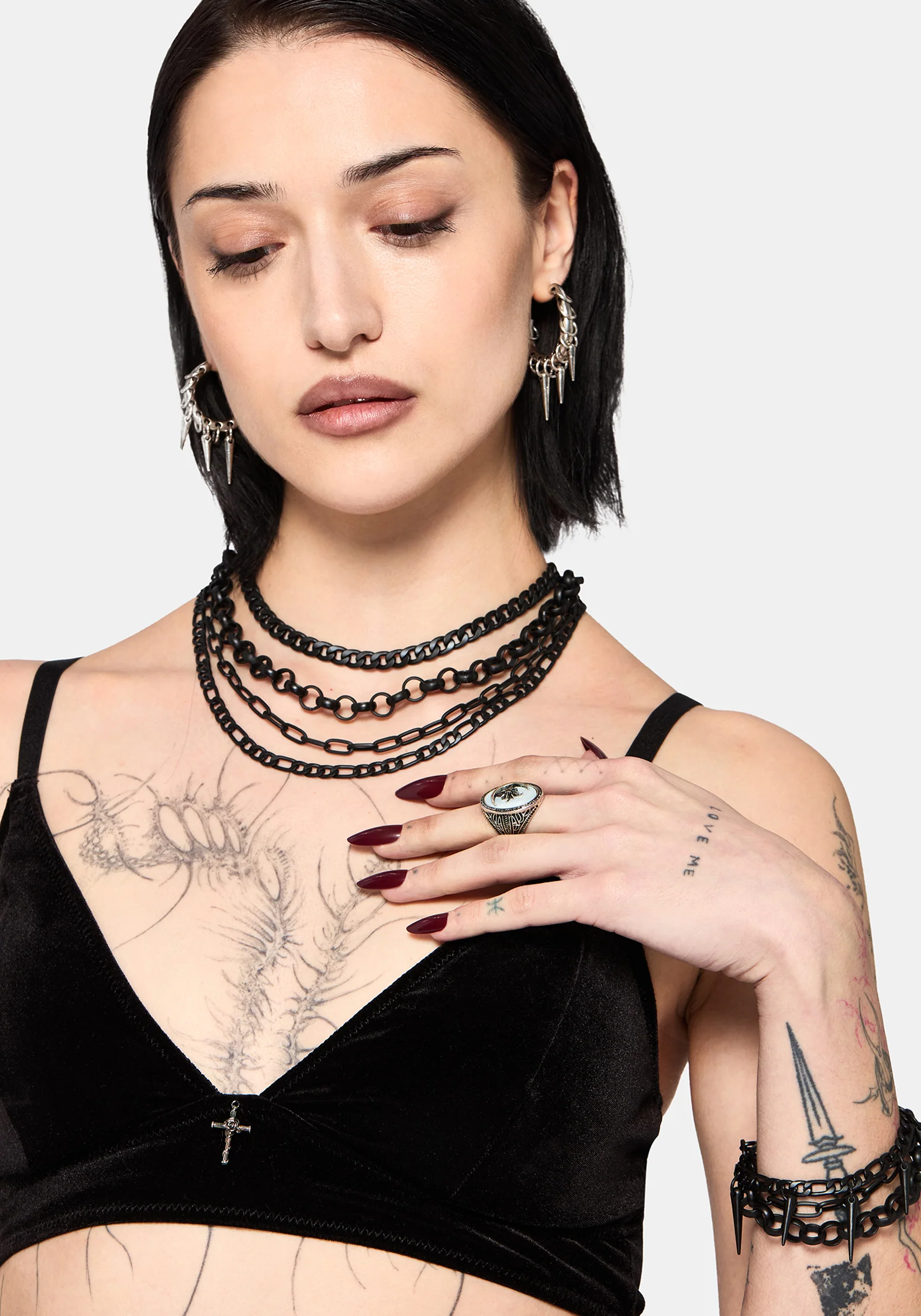 Chorx Layered Jet Chain Necklace - Image 5
