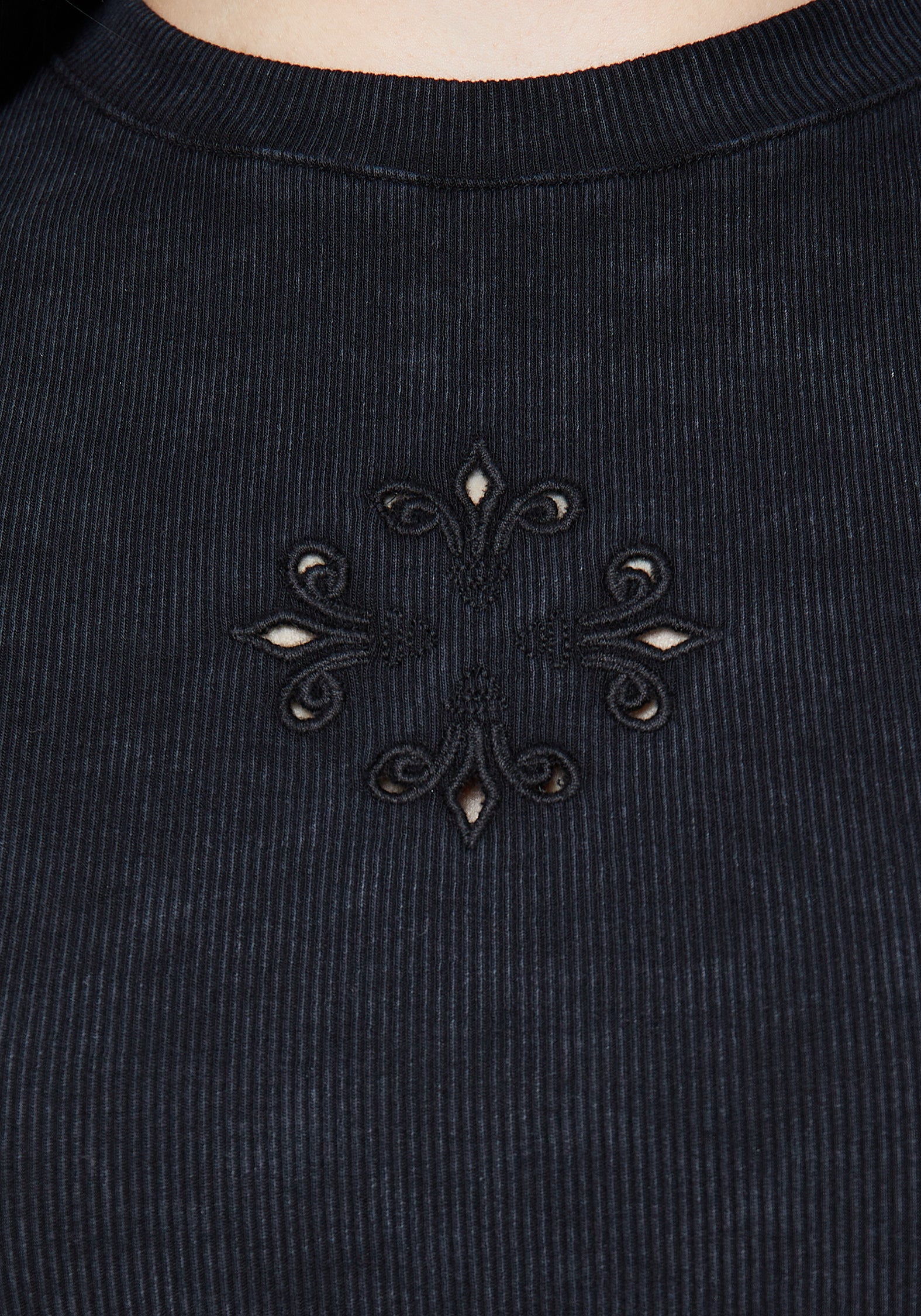 Christina Cotton Cut Out Detail Washed T-Shirt - Image 2