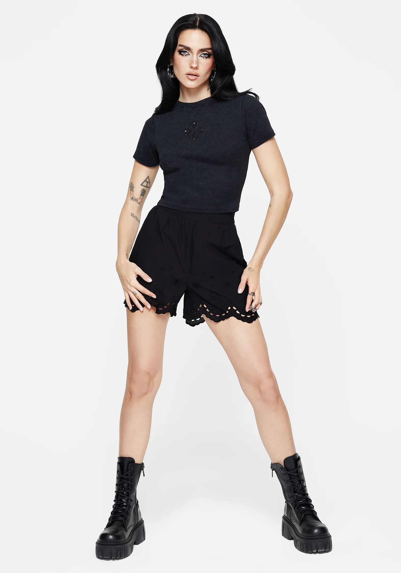 Christina Cotton Cut Out Detail Washed T-Shirt - Image 5