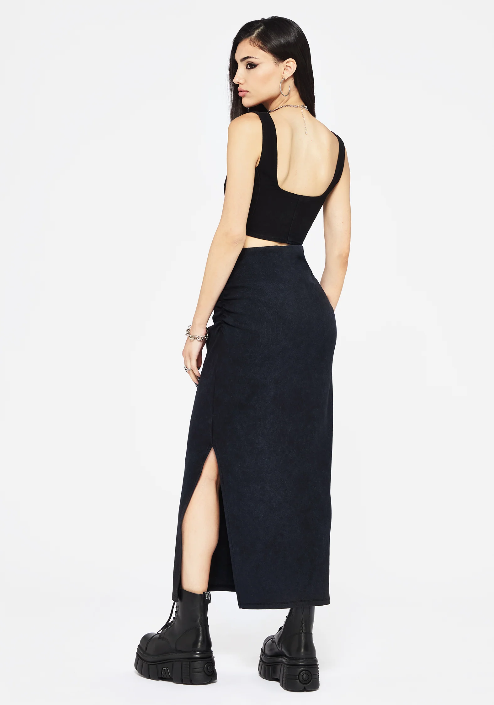Christina Washed Rib Cotton Maxi Skirt - Image 4