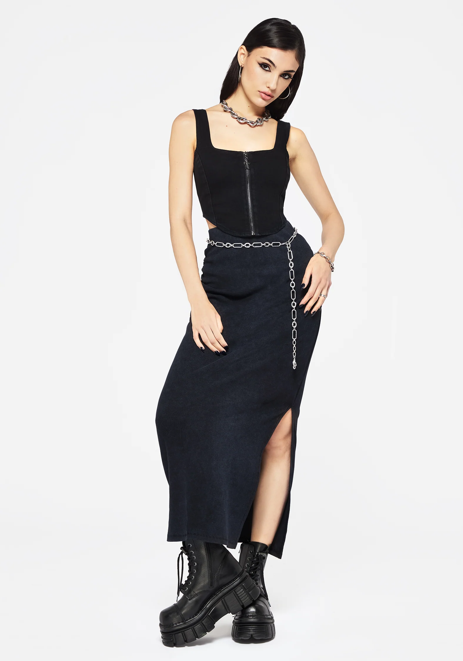 Christina Washed Rib Cotton Maxi Skirt - Image 6