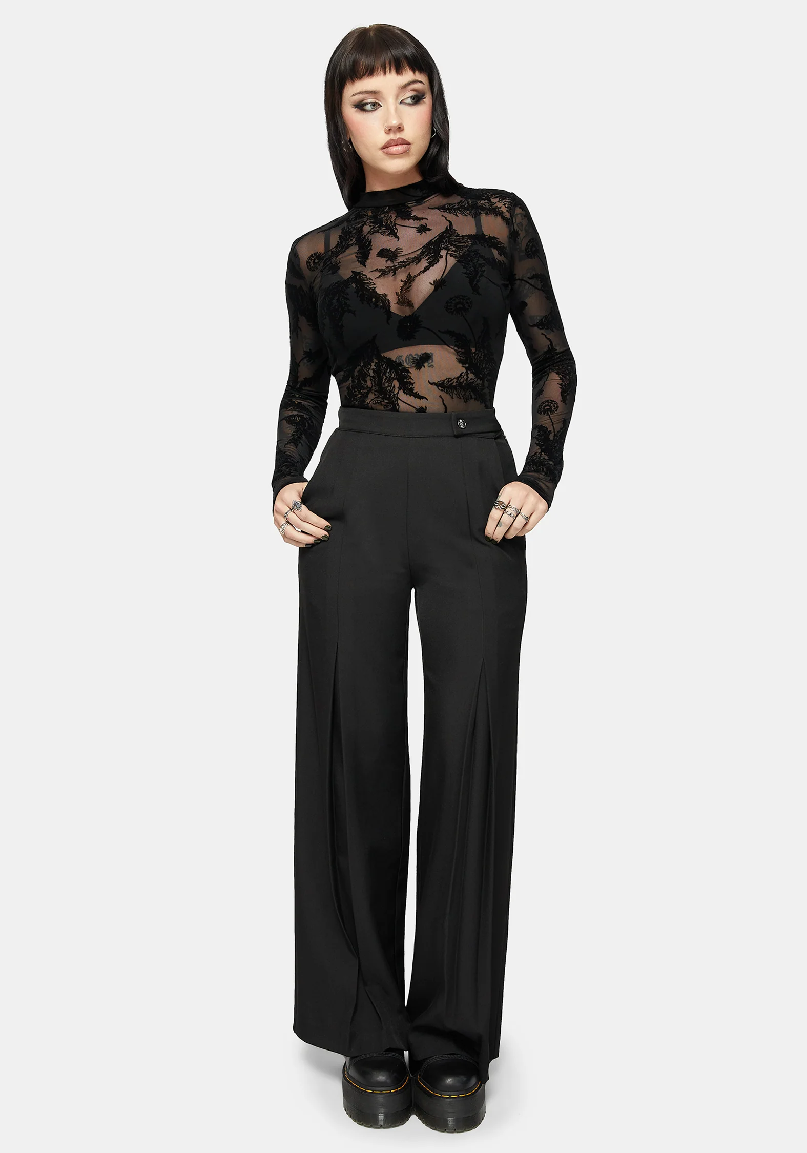 Cimora Dandelion Flock Mesh Long Sleeve Top - Image 5