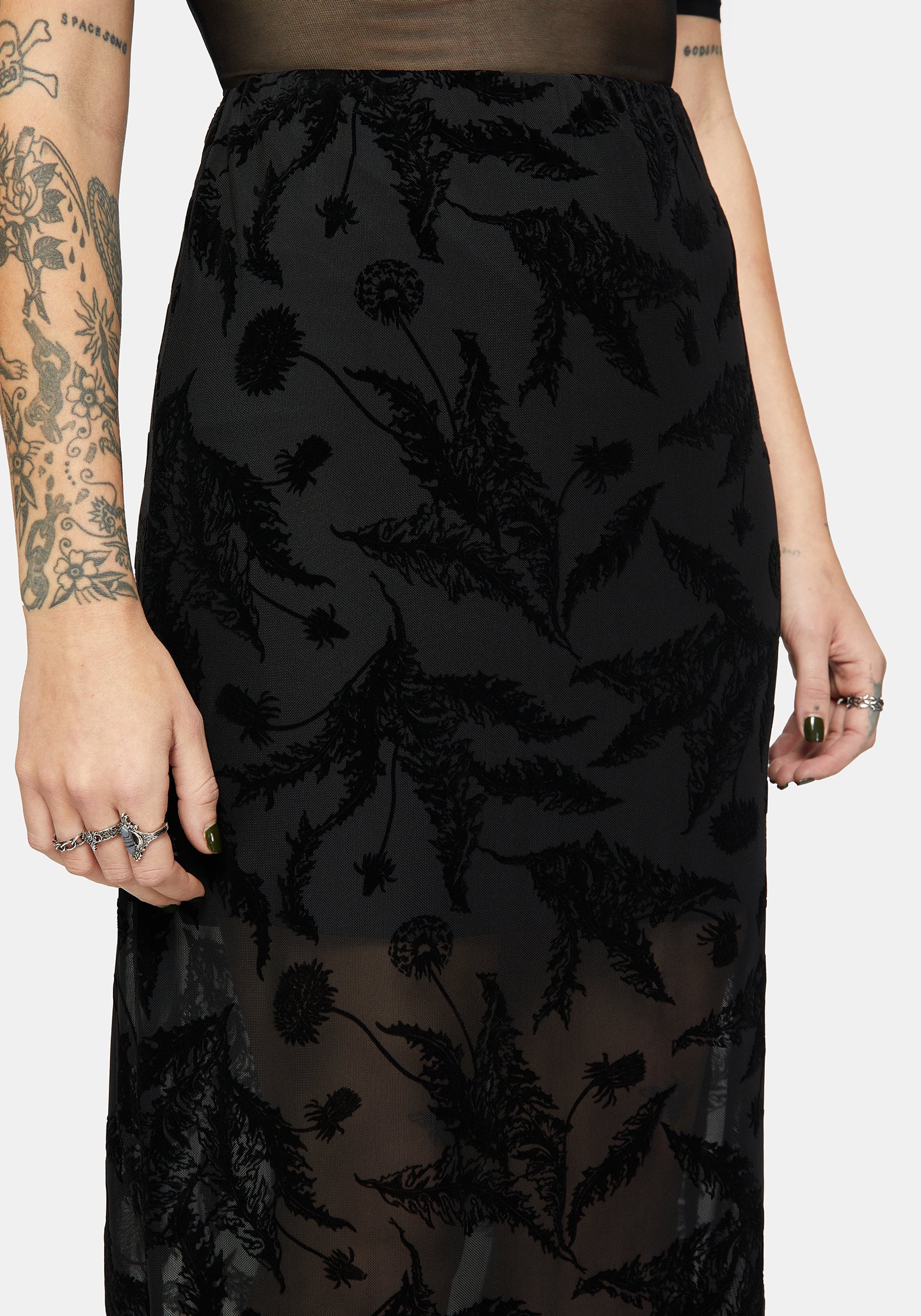 Cimora Dandelion Flock Mesh Midaxi Skirt - Image 2