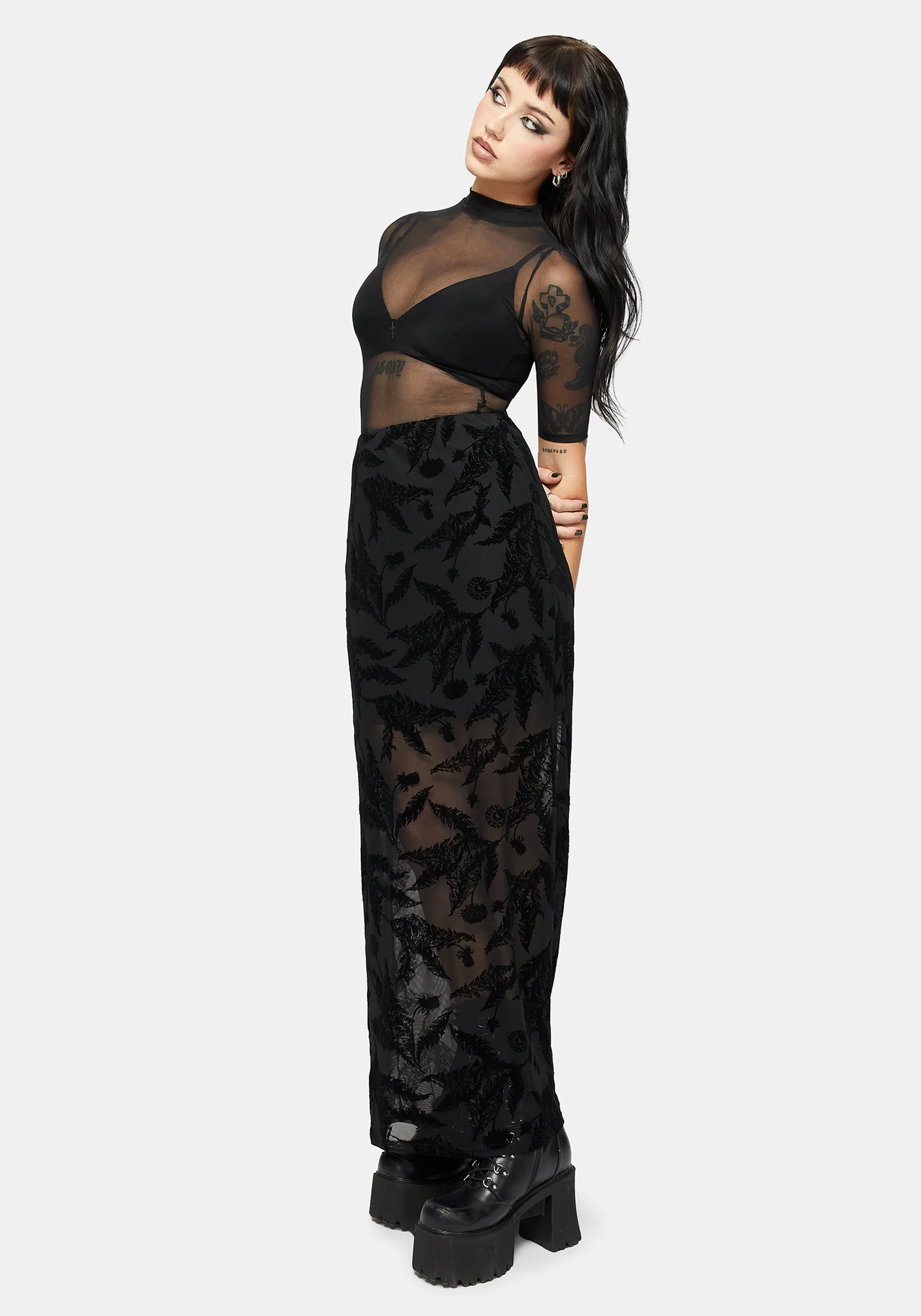 Cimora Dandelion Flock Mesh Midaxi Skirt - Image 5
