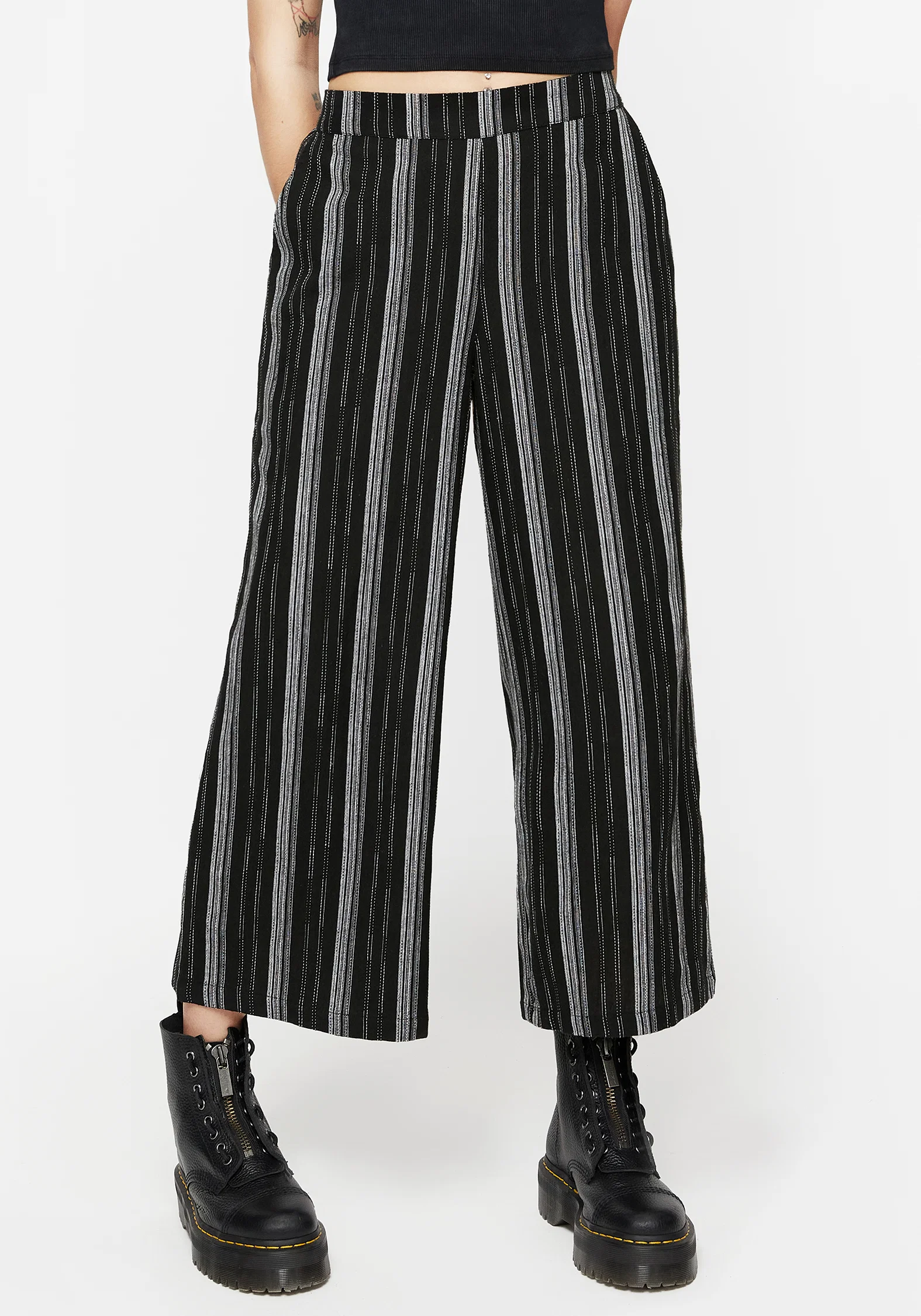 Clandestine Stripe Cotton-Blend Culottes - Image 4