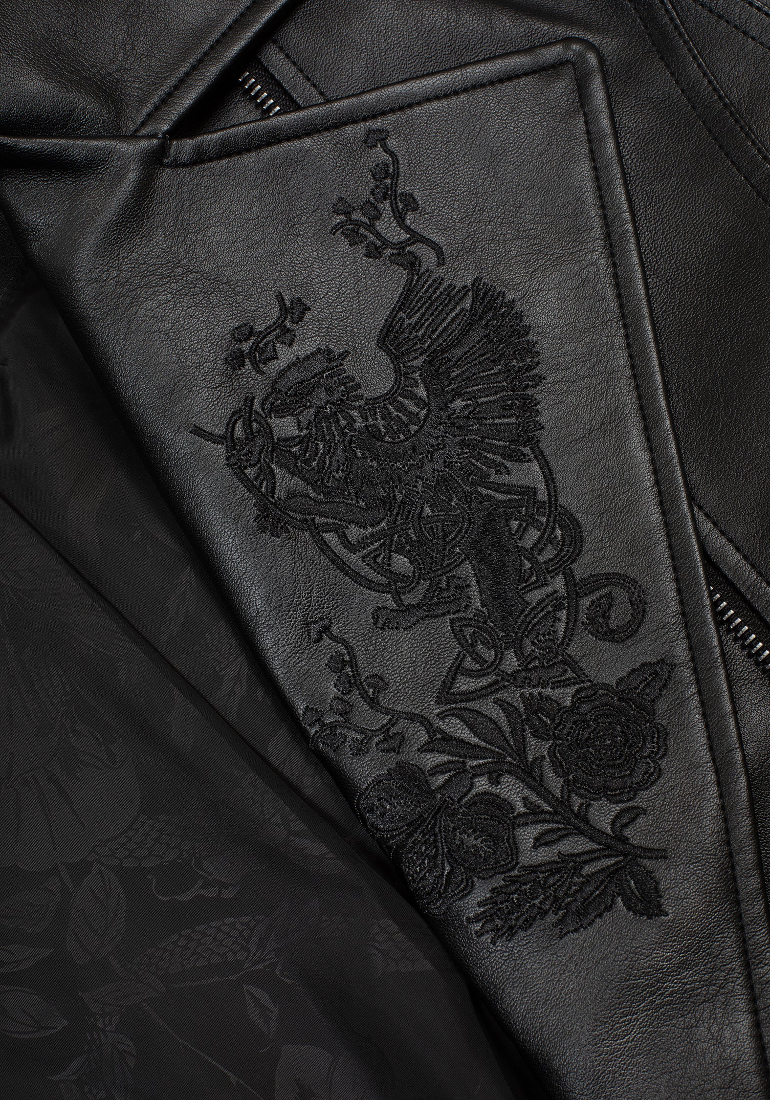 Clash Phoenix Embroidered Faux Leather Jacket - Image 2