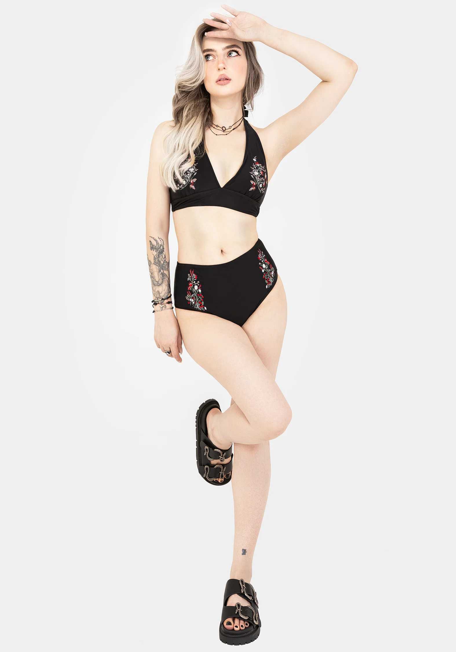 Copia Floral Embroidered High Waist Swim Bottoms - Image 5