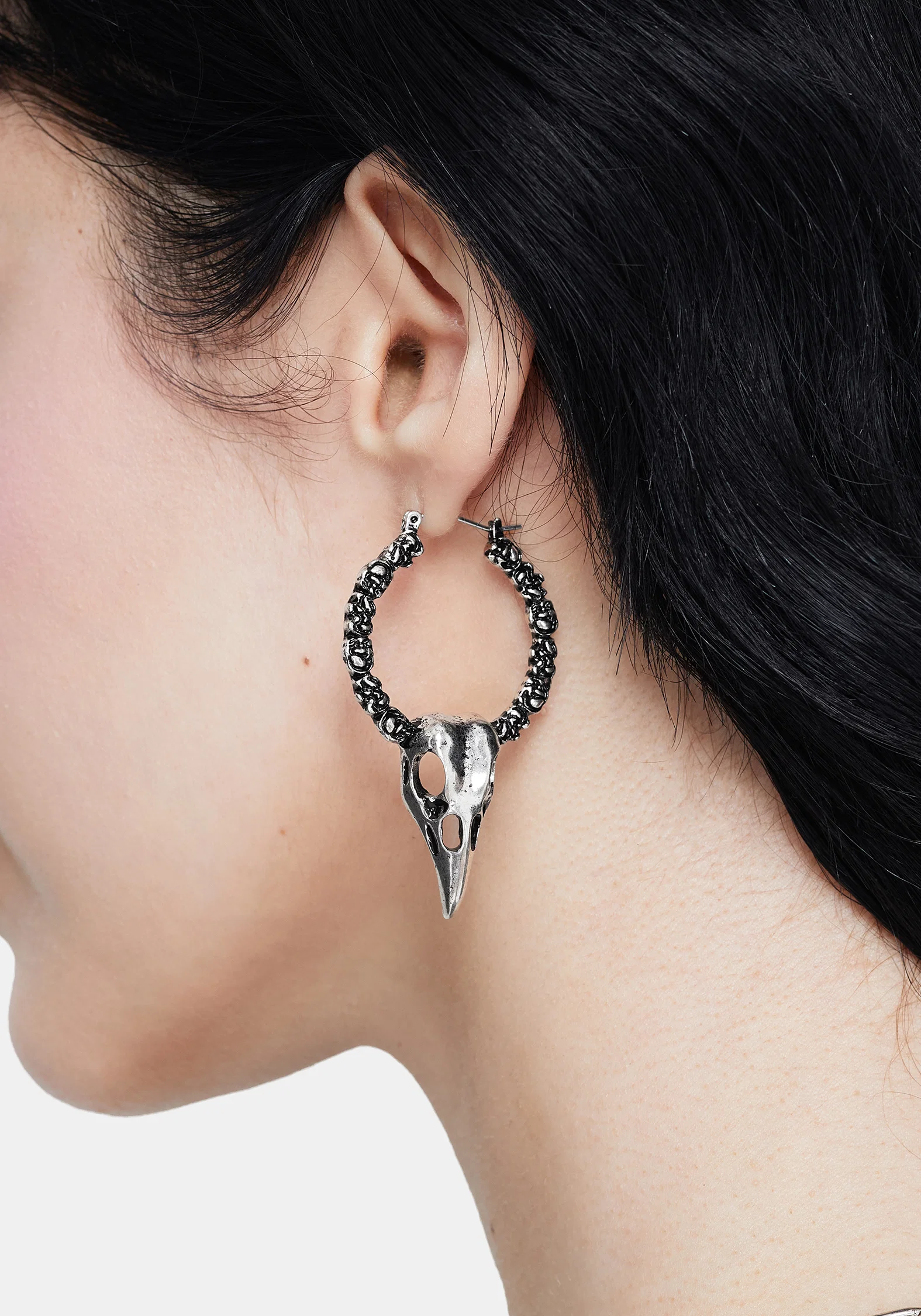 Corvus Bird Skull Hoops - Image 5