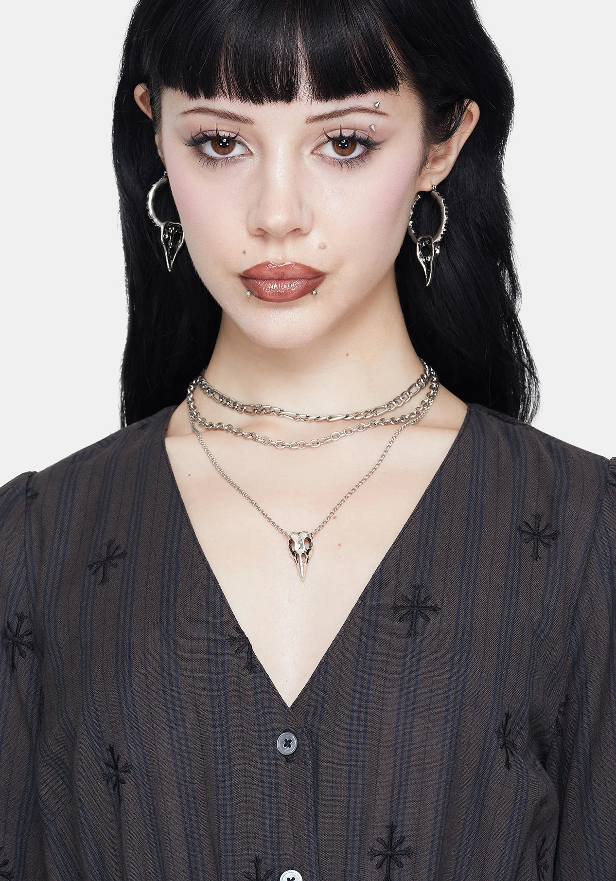 Corvus Bird Skull Hoops - Image 6