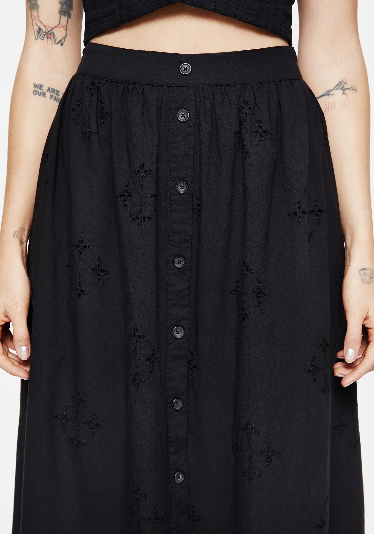 Crux Broiderie Cotton Button Up Midi Skirt - Image 2