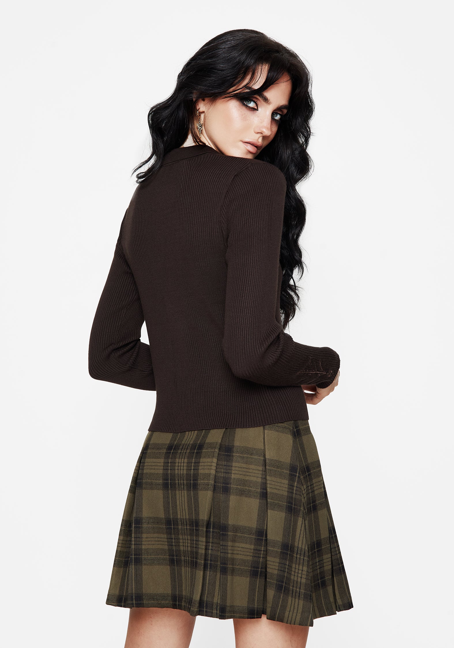 Cybele Embroidered Button Up Ribbed Knit Cardigan - Image 3
