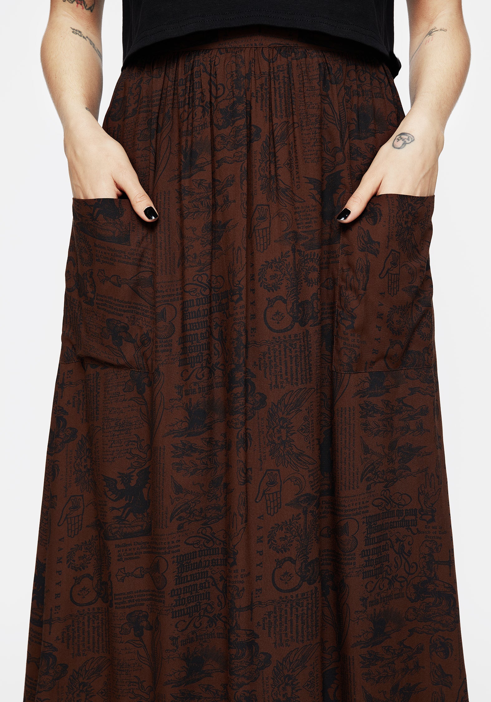 Daemonologie Woodcut Print Midaxi Skirt - Image 3