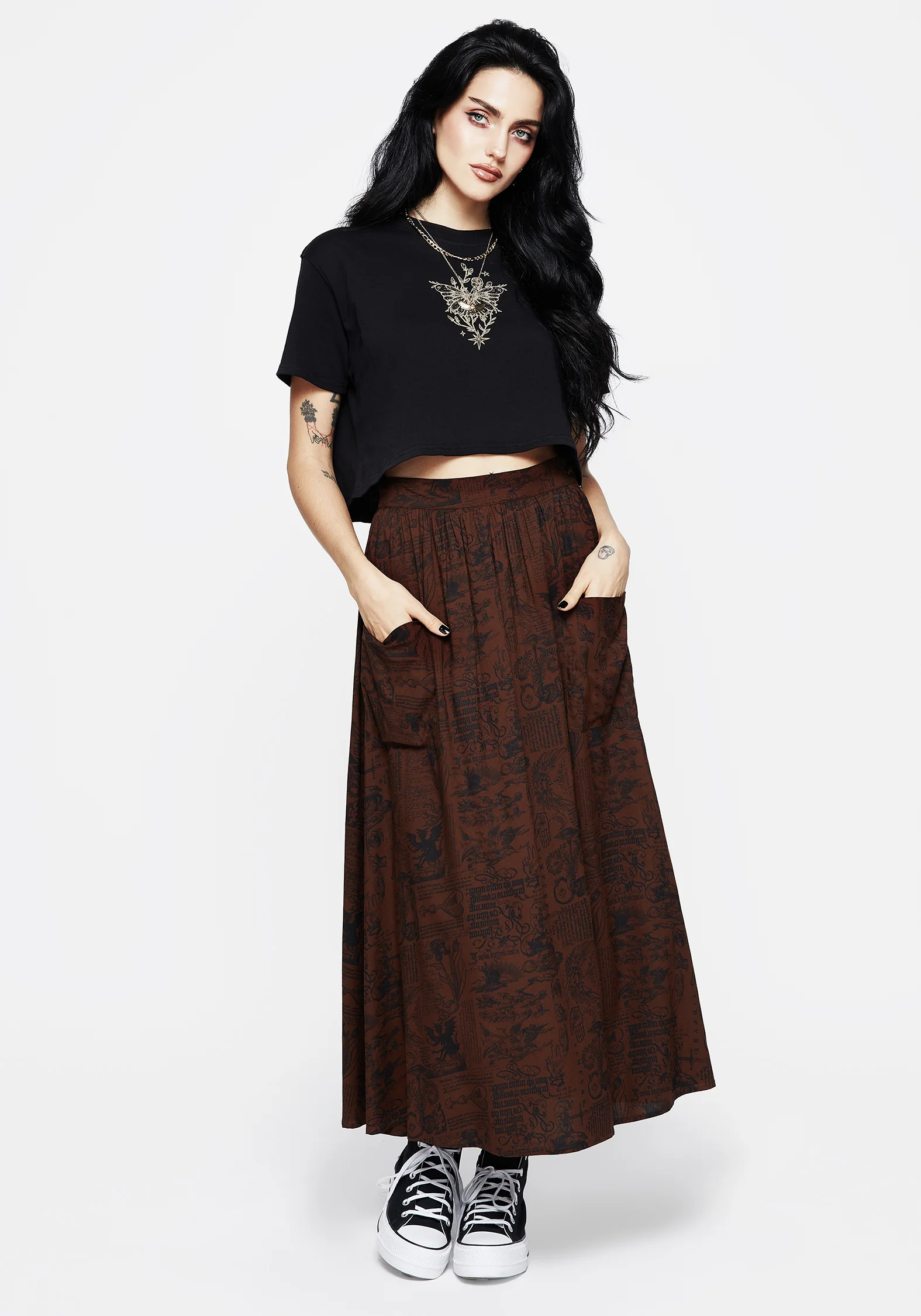Daemonologie Woodcut Print Midaxi Skirt - Image 6