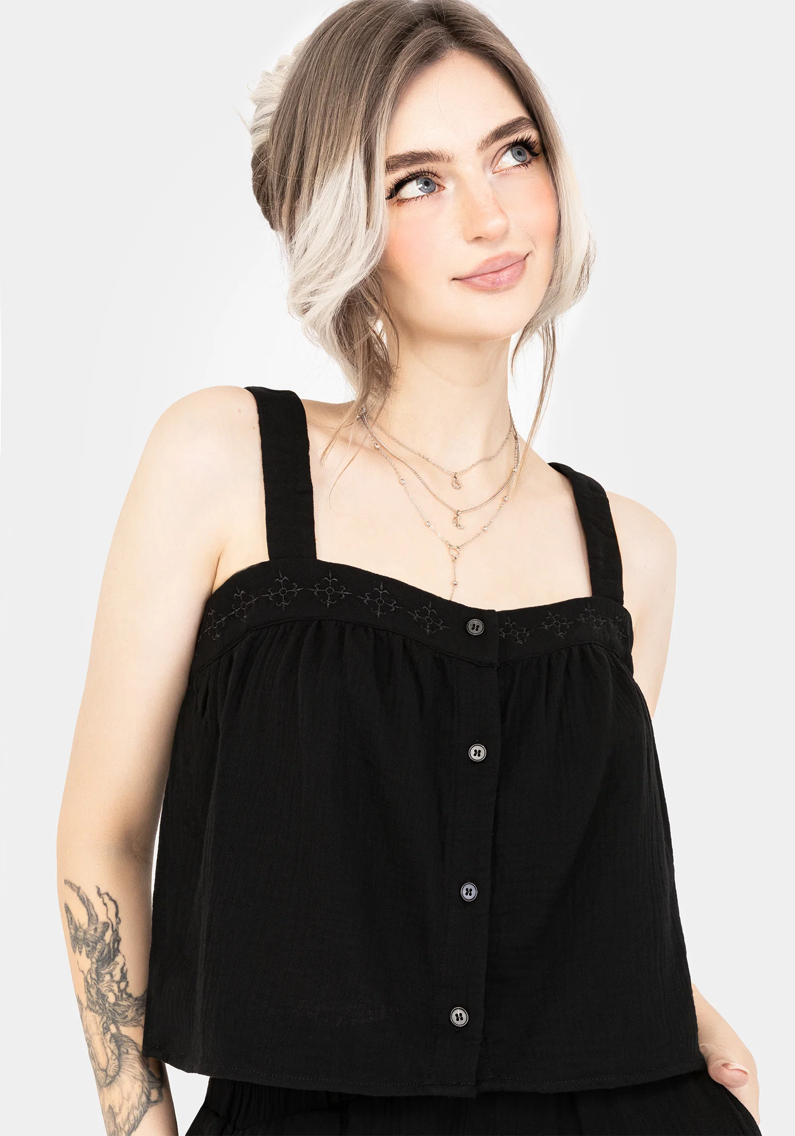 Damara Embroidered Cotton Button Up Blouse - Image 8