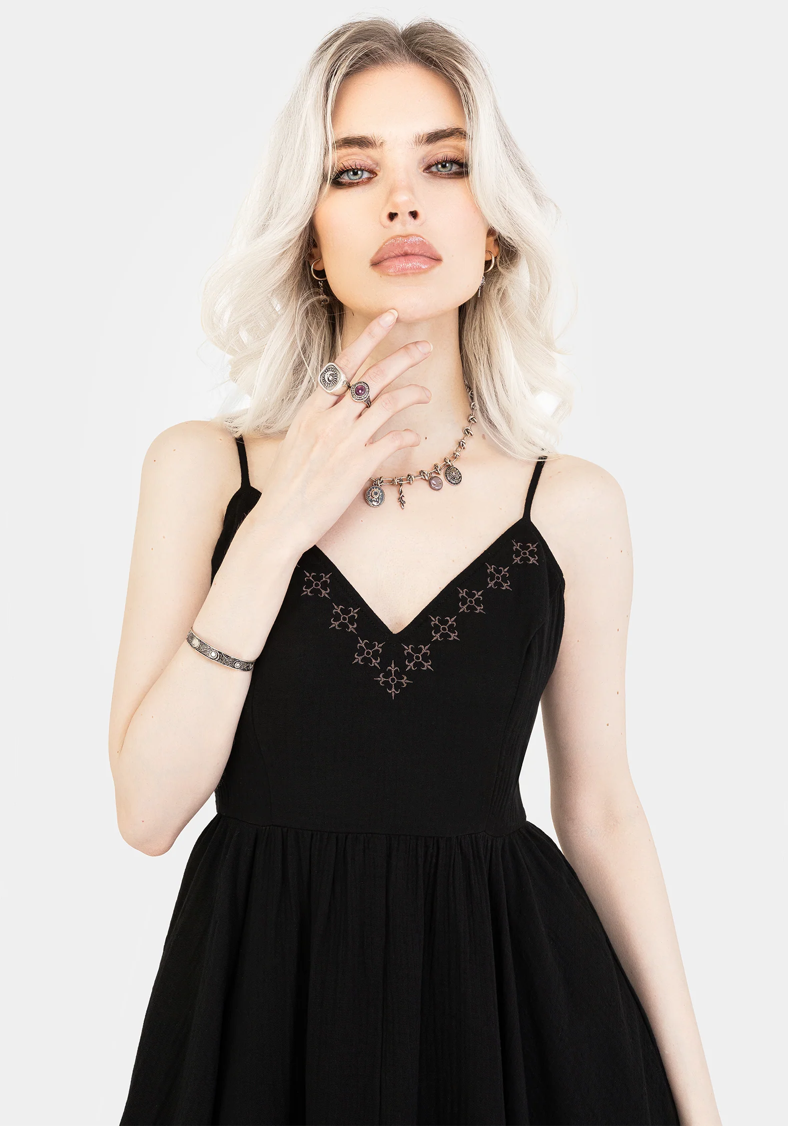 Damara Embroidered Cotton Hanky Hem Midaxi Dress - Image 5