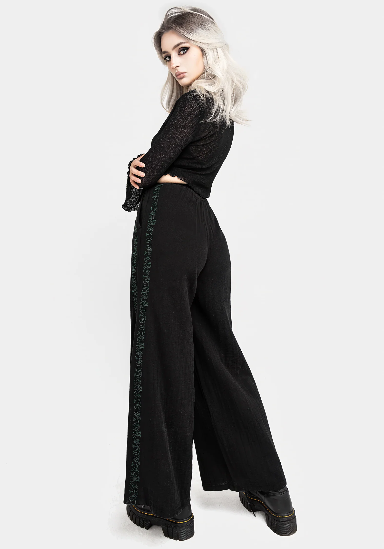 Damiana Embroidered Cotton Trousers - Image 3