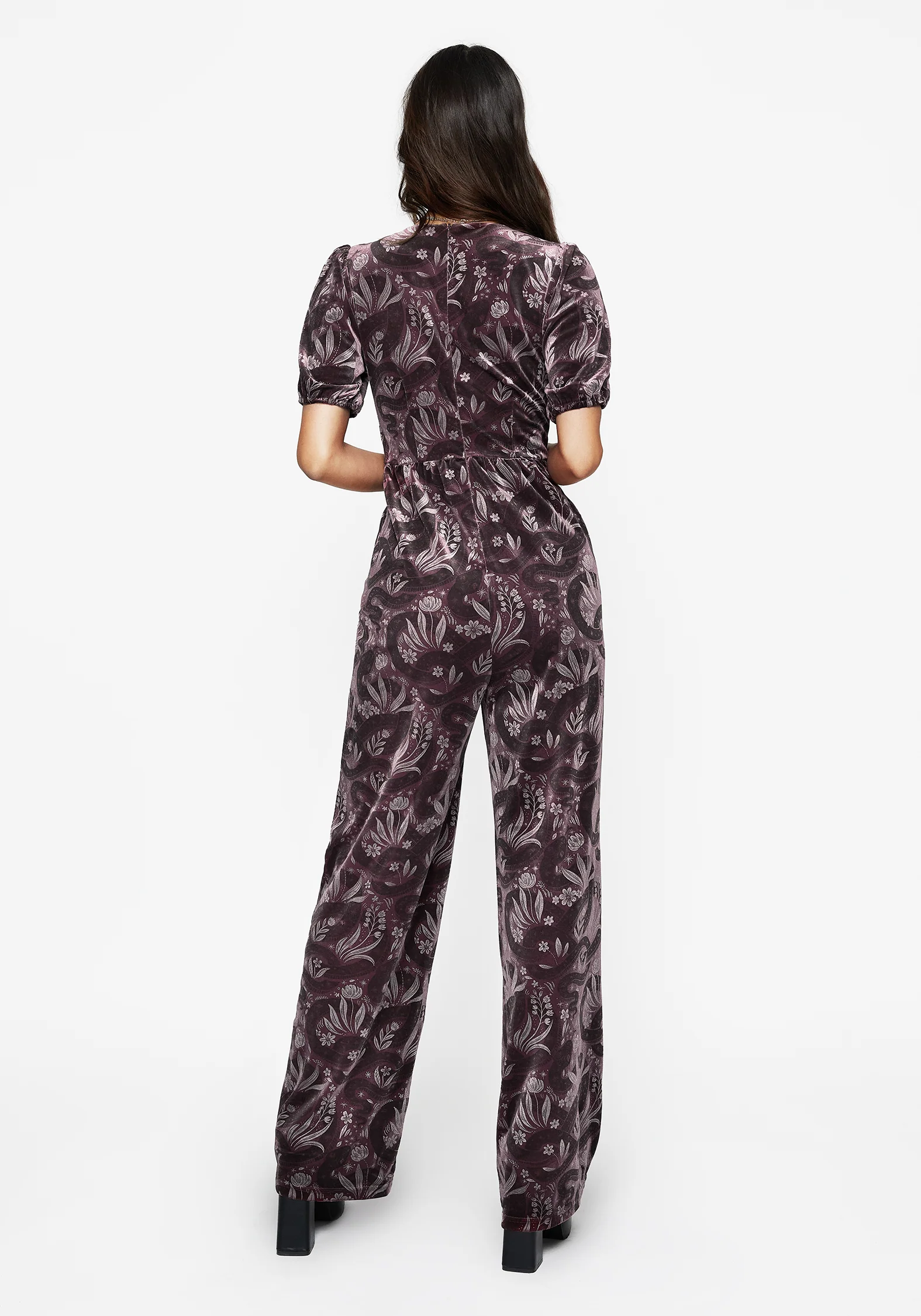 Deception Snake Foil Print Velour Jumpsuit - Image 3