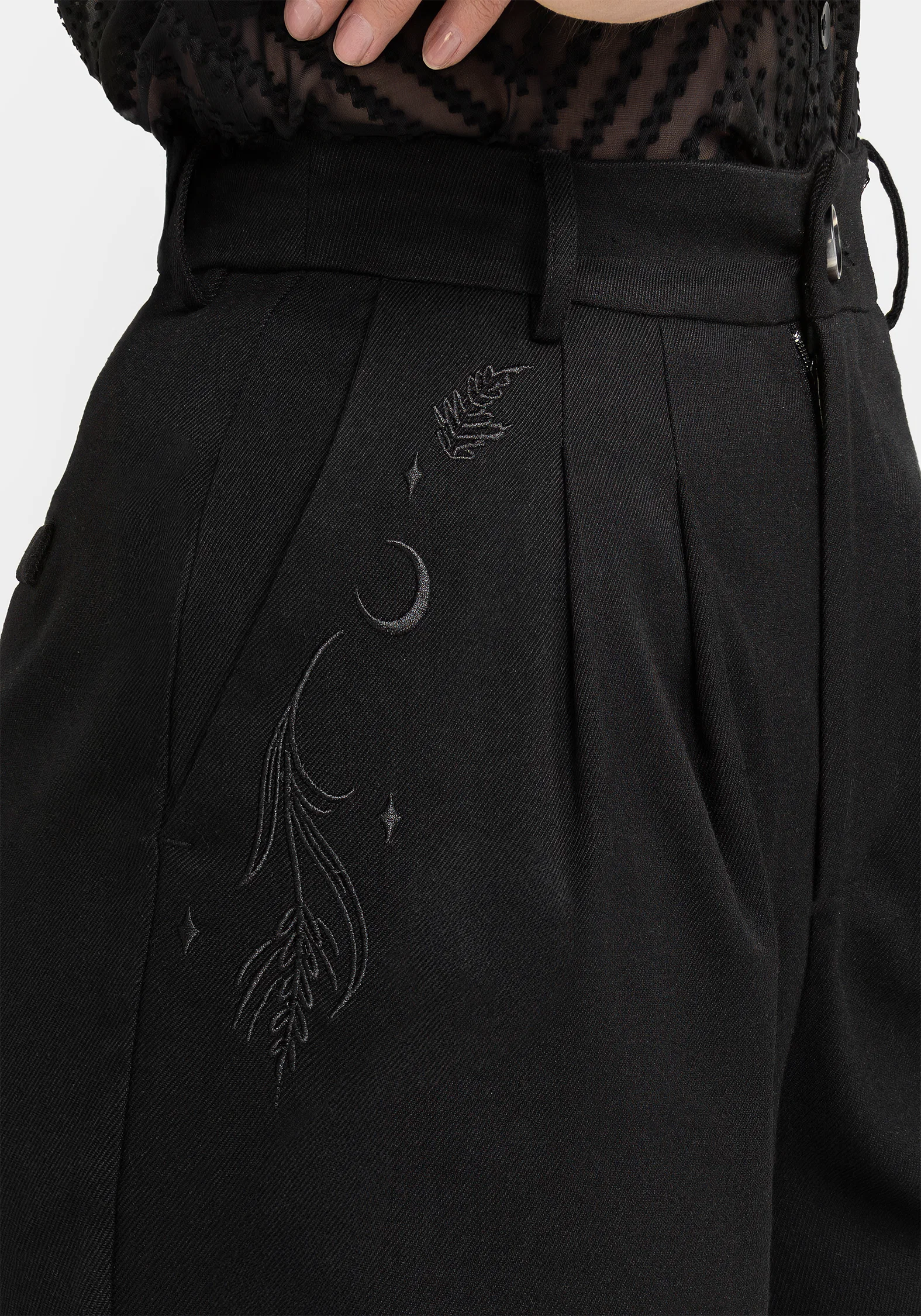 Dianne Embroidered Balloon Trousers - Black - Image 2