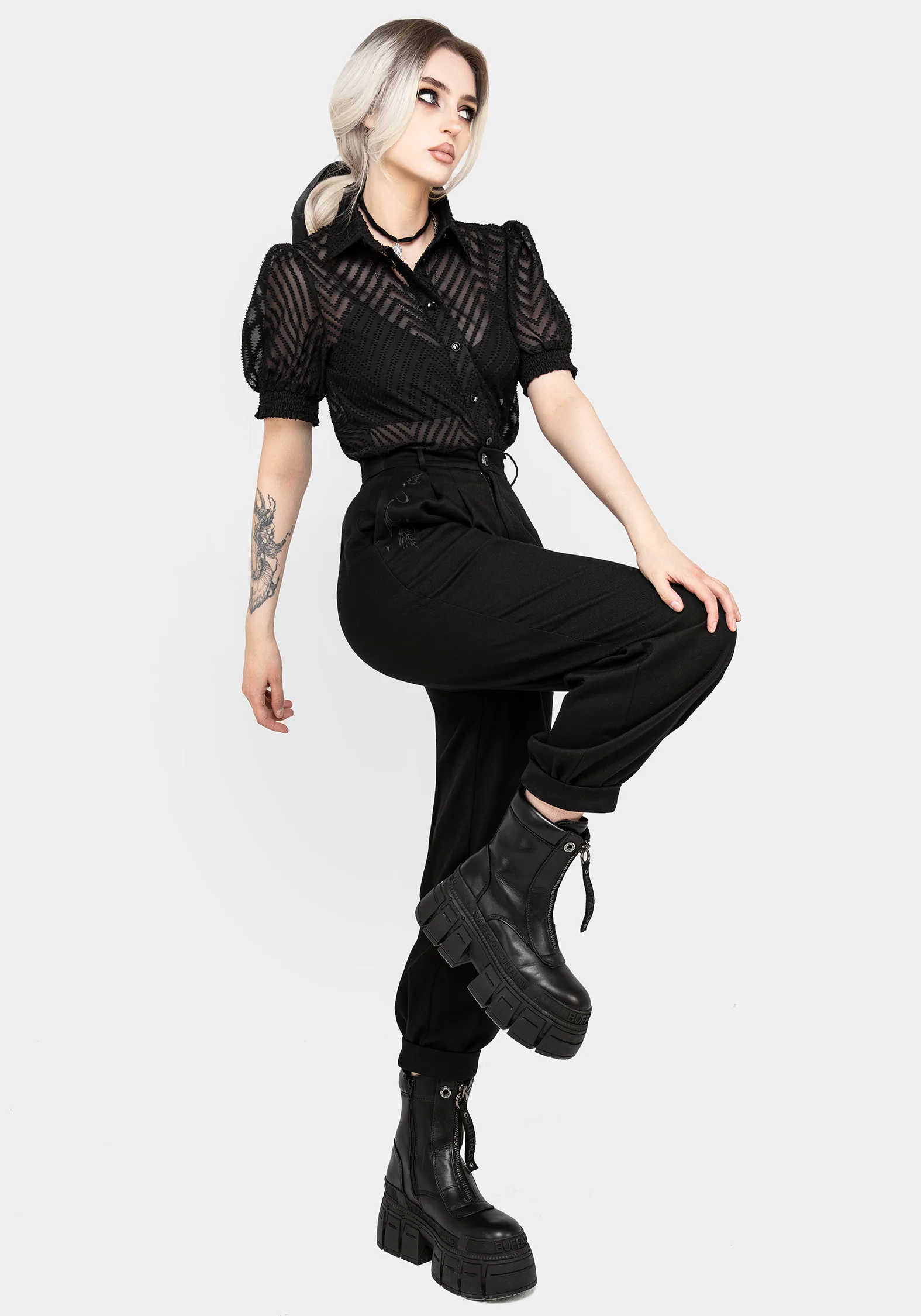 Dianne Embroidered Balloon Trousers - Black - Image 6