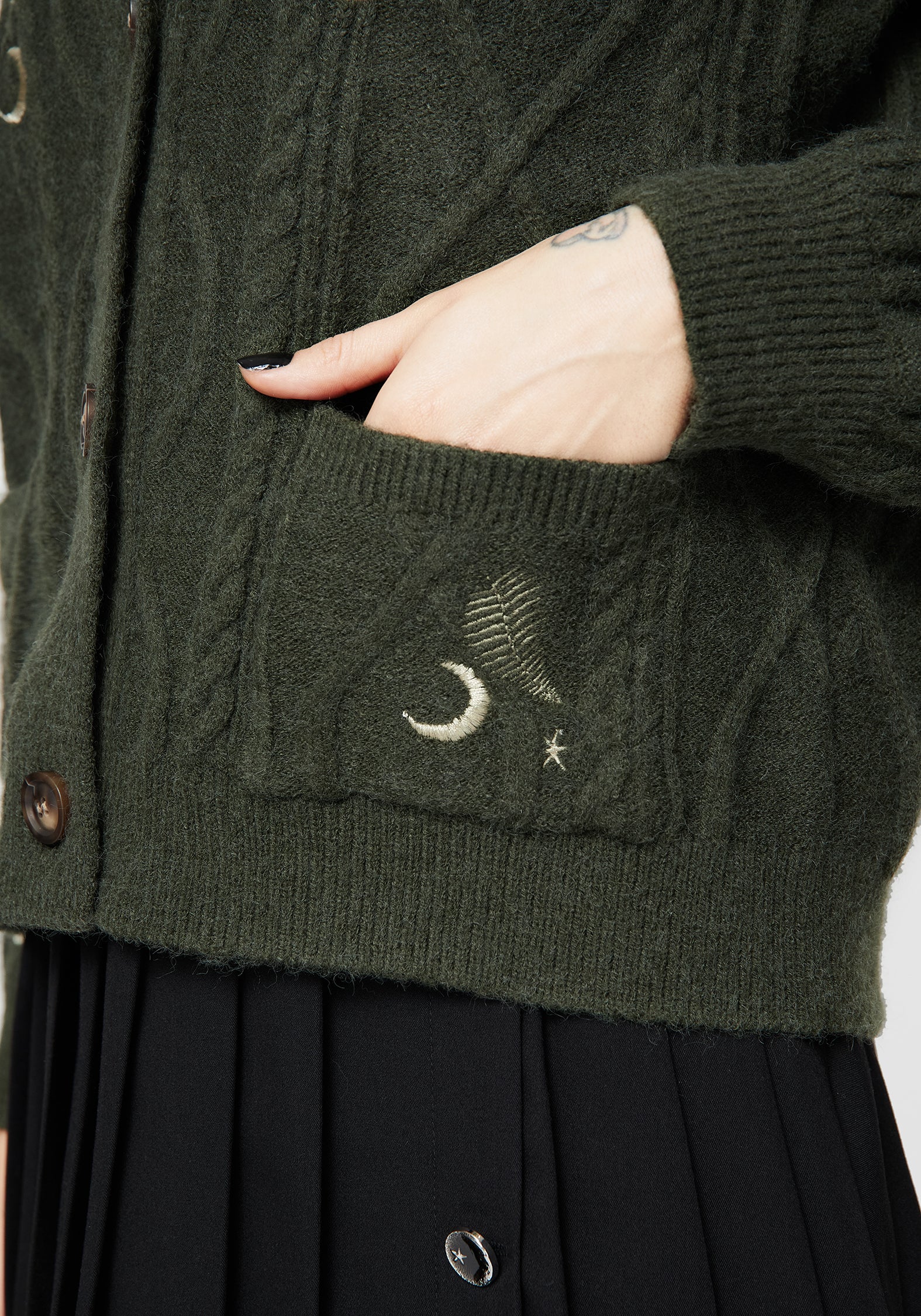 Dianne Embroidered Cable Knit Cardigan - Image 2