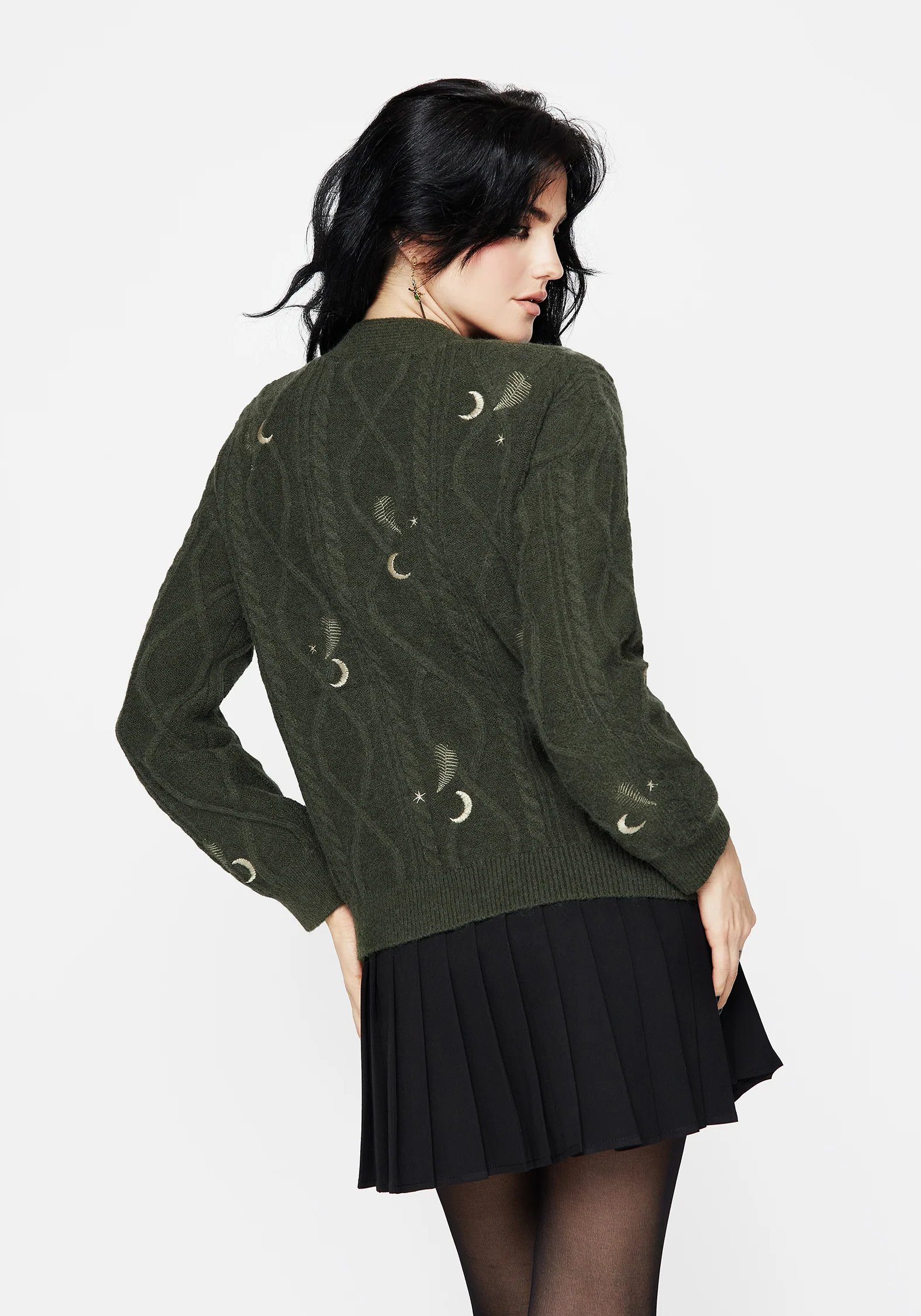 Dianne Embroidered Cable Knit Cardigan - Image 3