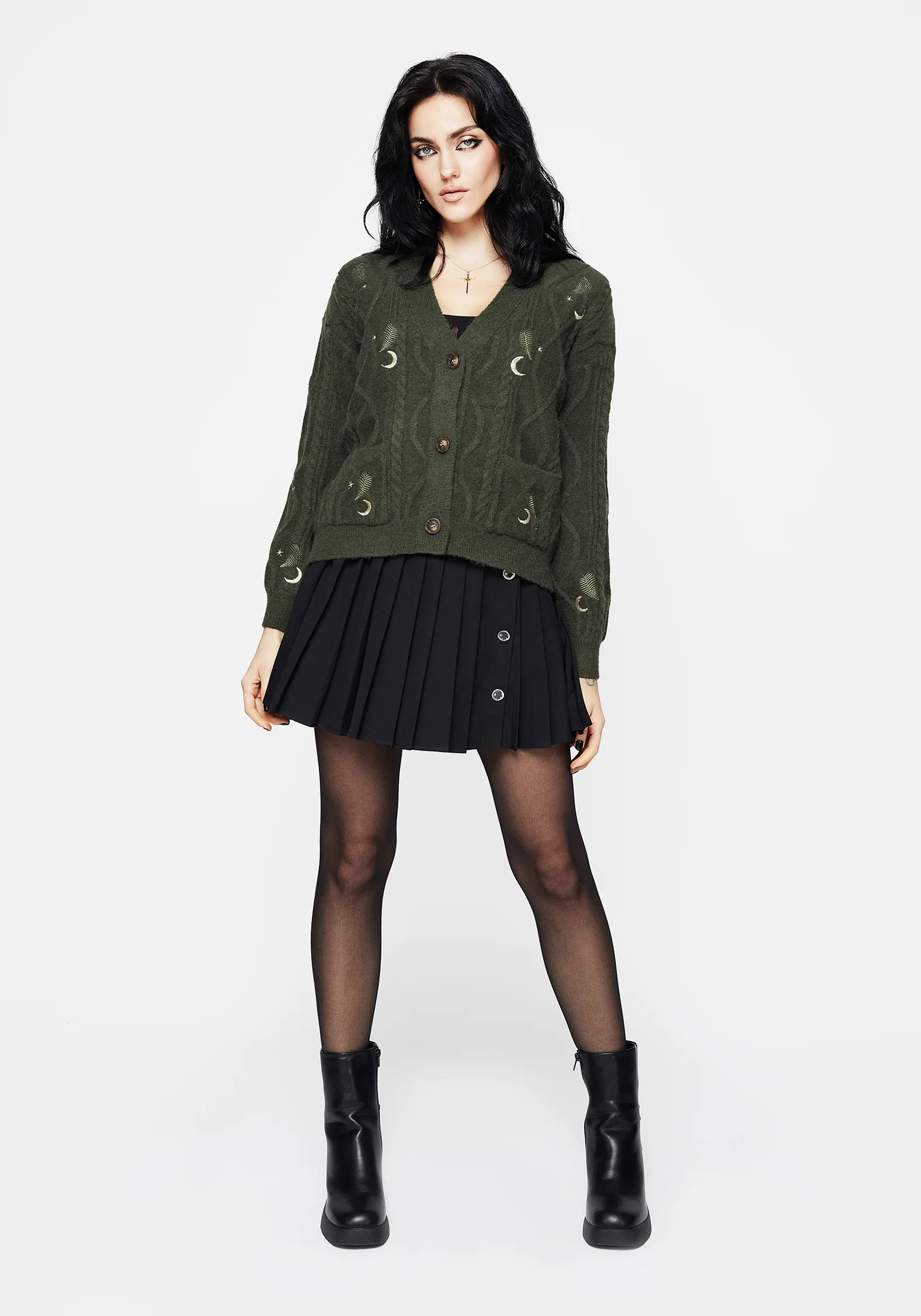 Dianne Embroidered Cable Knit Cardigan - Image 6