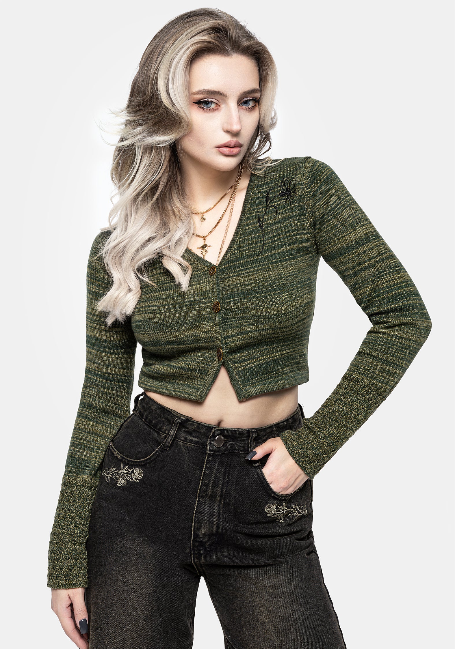 Diastella Floral Embroidered Crop Cardigan - Image 5