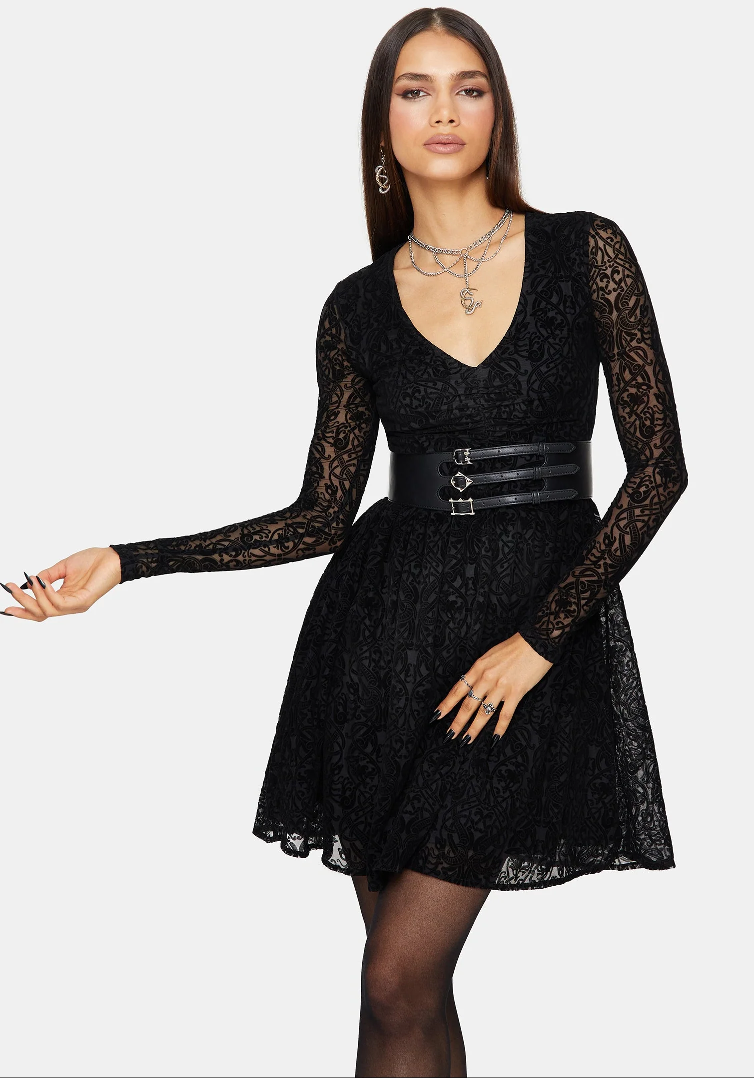 Disrupt Flocked Mesh Mini Dress - Image 4