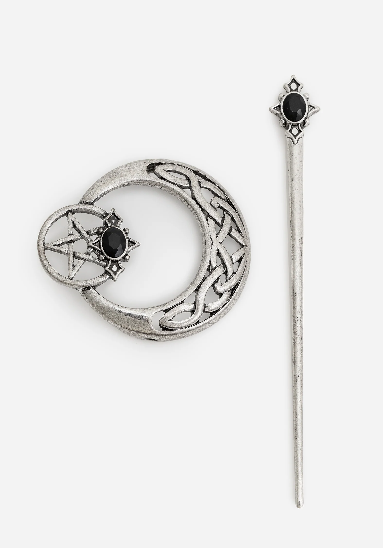 Druantia Pentagram Moon Hair Pin - Image 2