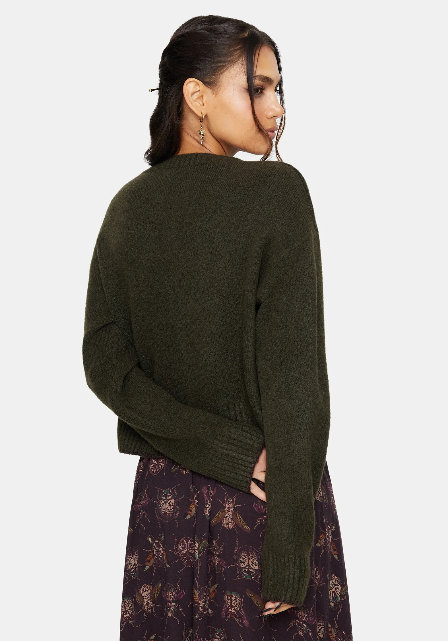 Eclipsia Floral Embroidered Cropped Knit Jumper - Image 3