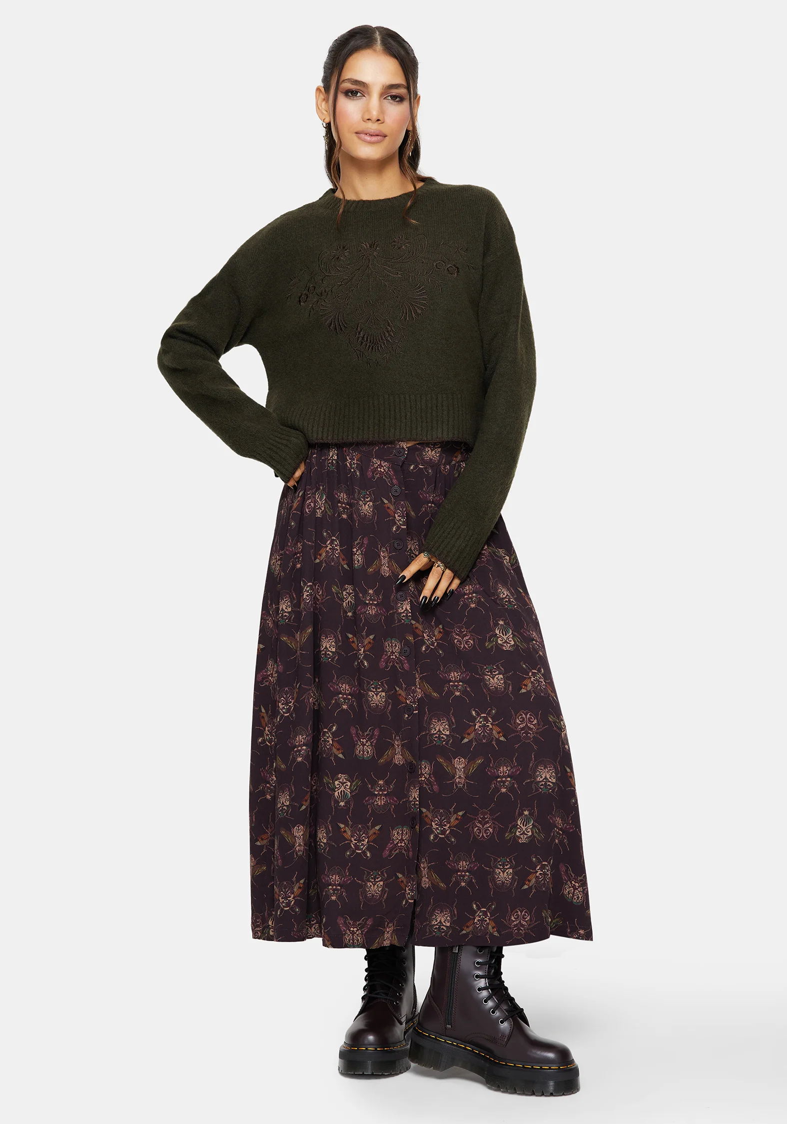 Eclipsia Floral Embroidered Cropped Knit Jumper - Image 5