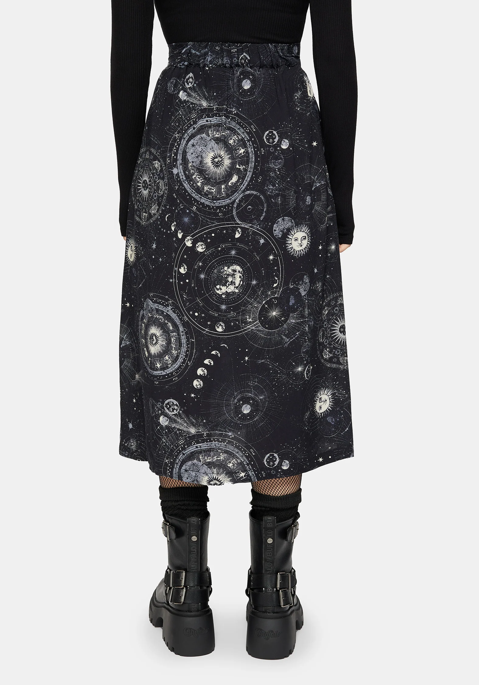 Elise Celestial Print Button Down Midi Skirt - Image 3