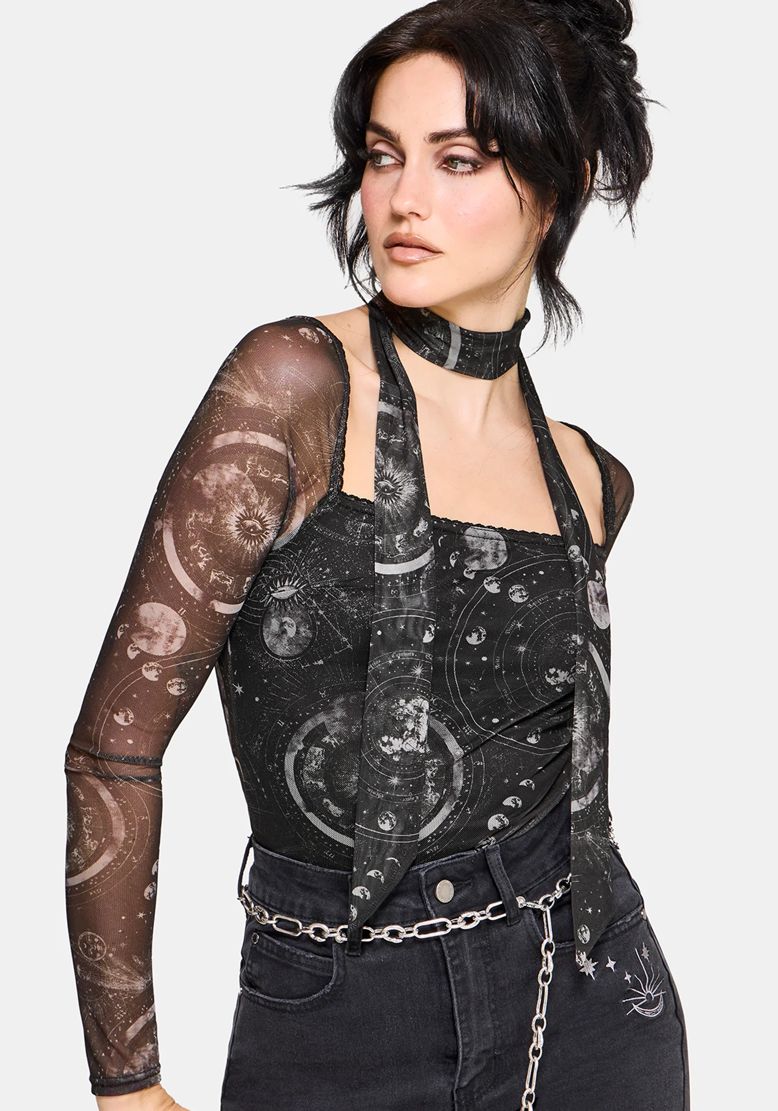 Elise Celestial Scarf Mesh Top - Image 4