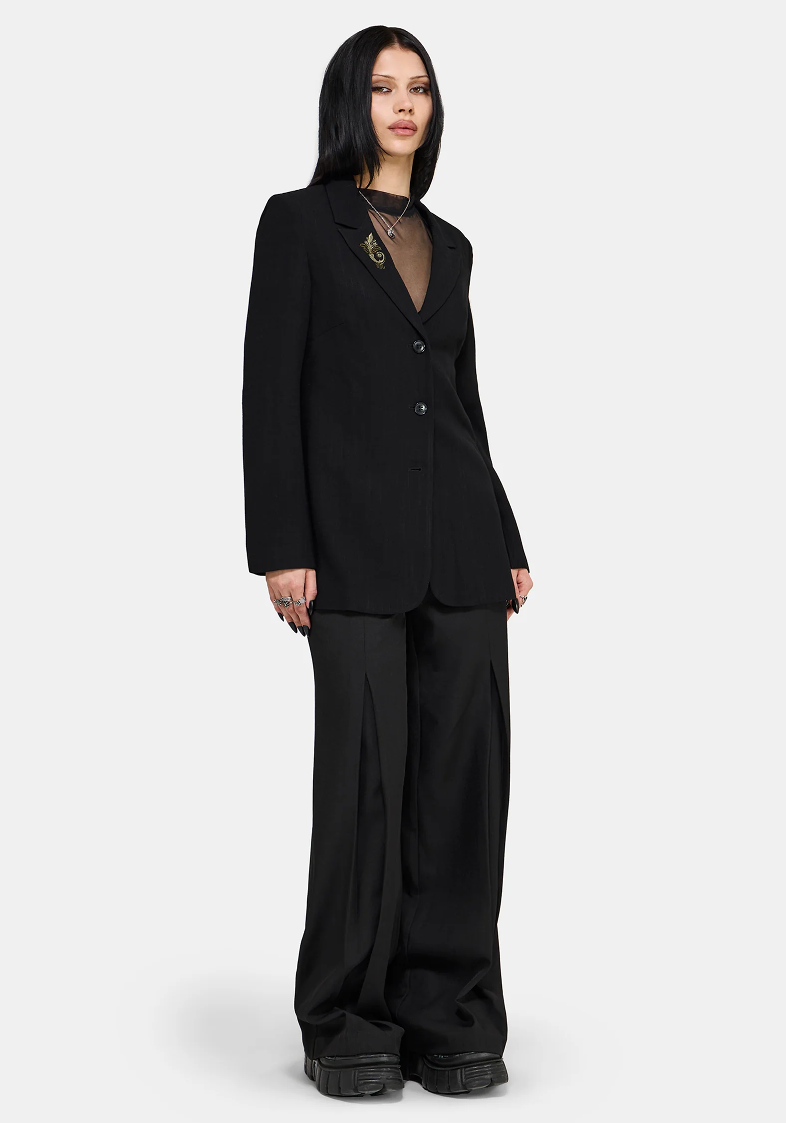 Ellis Embroidered Longline Blazer - Image 5