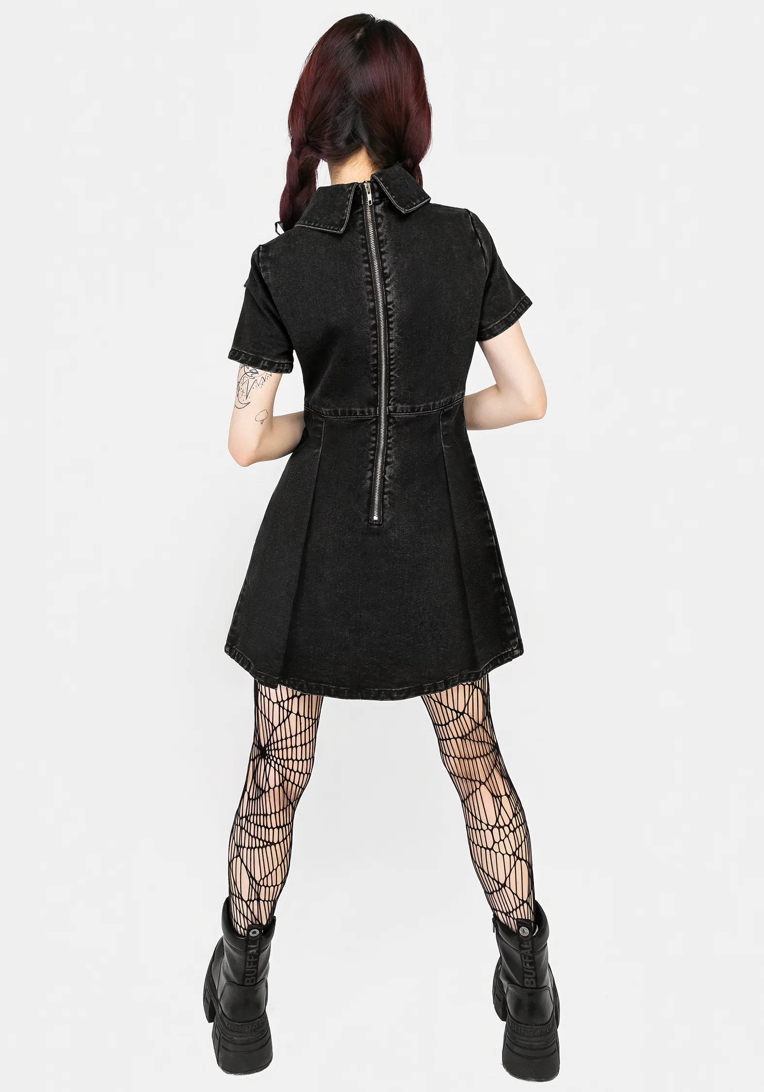 Elsa Denim Pleated Mini Dress - Image 3