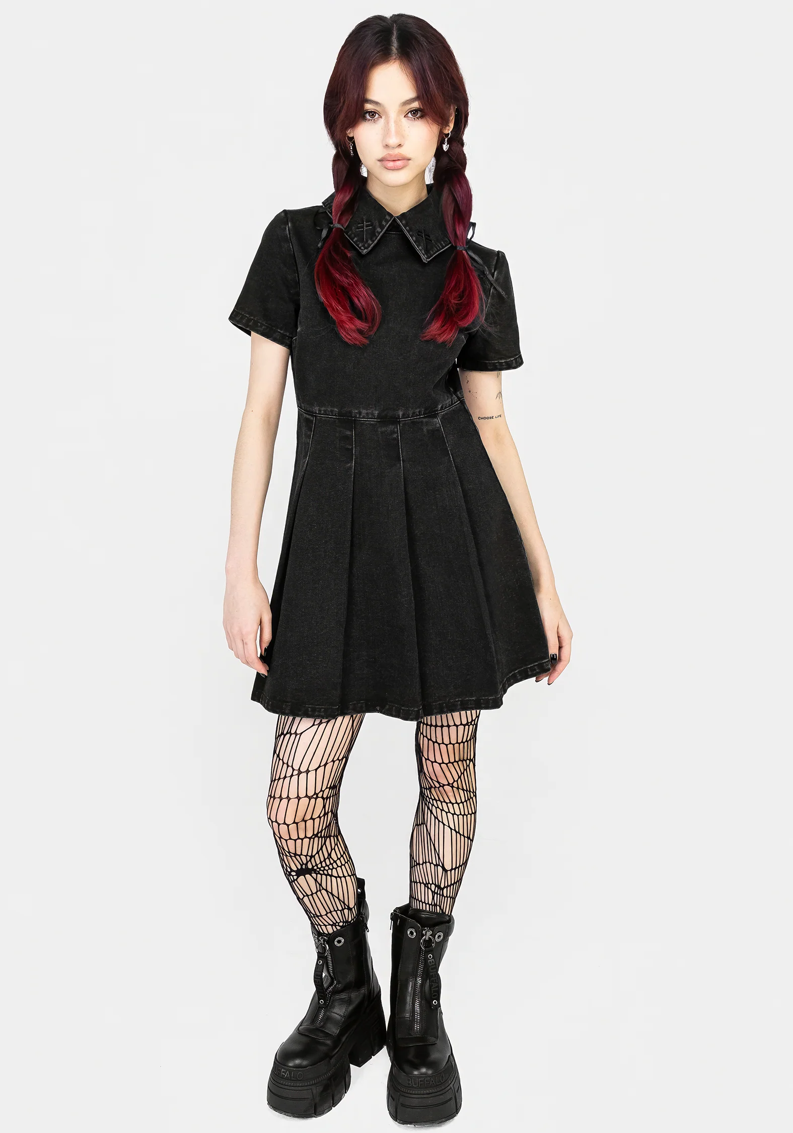 Elsa Denim Pleated Mini Dress - Image 7