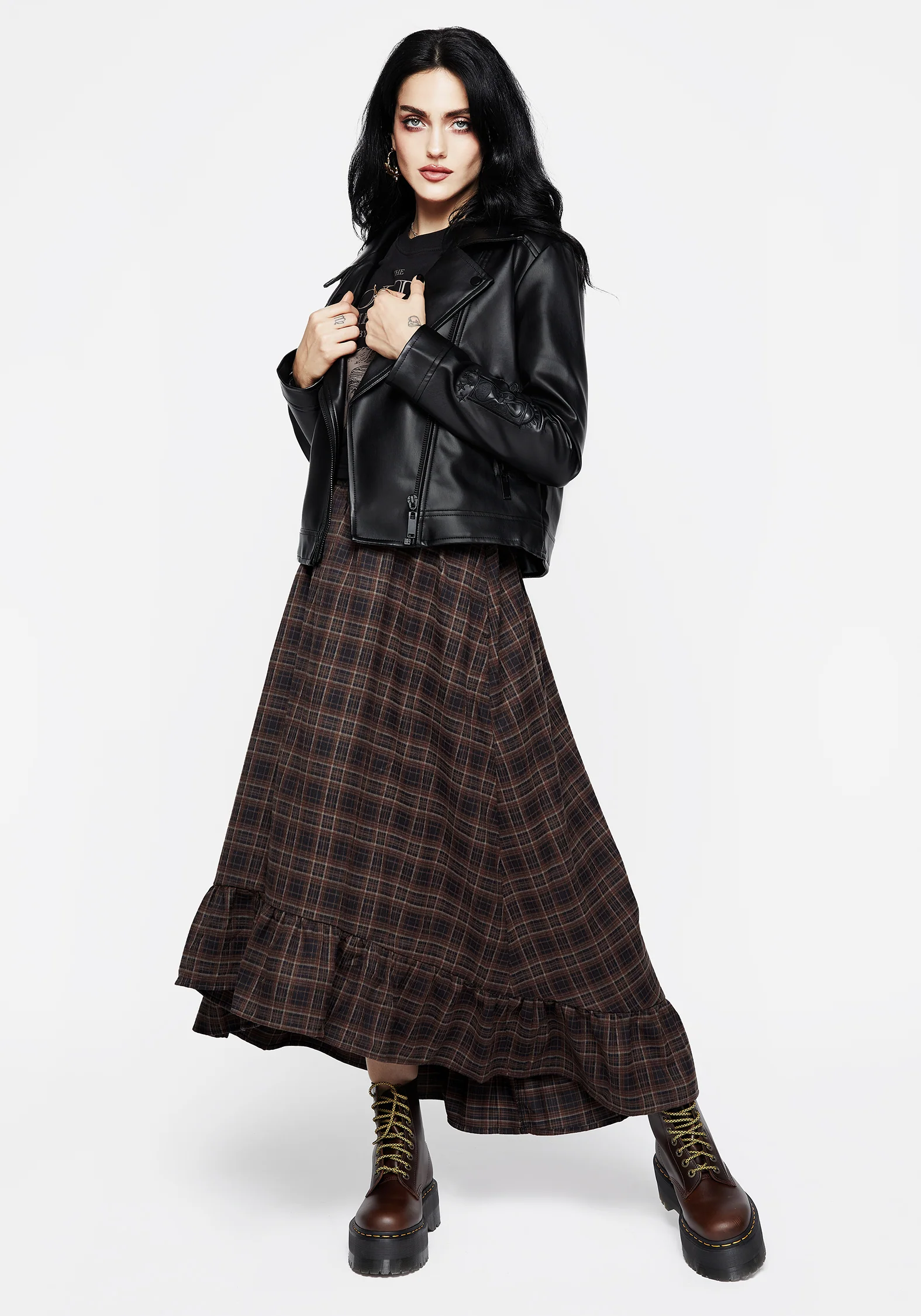 Embla Check Ruffle Maxi Skirt - Image 5