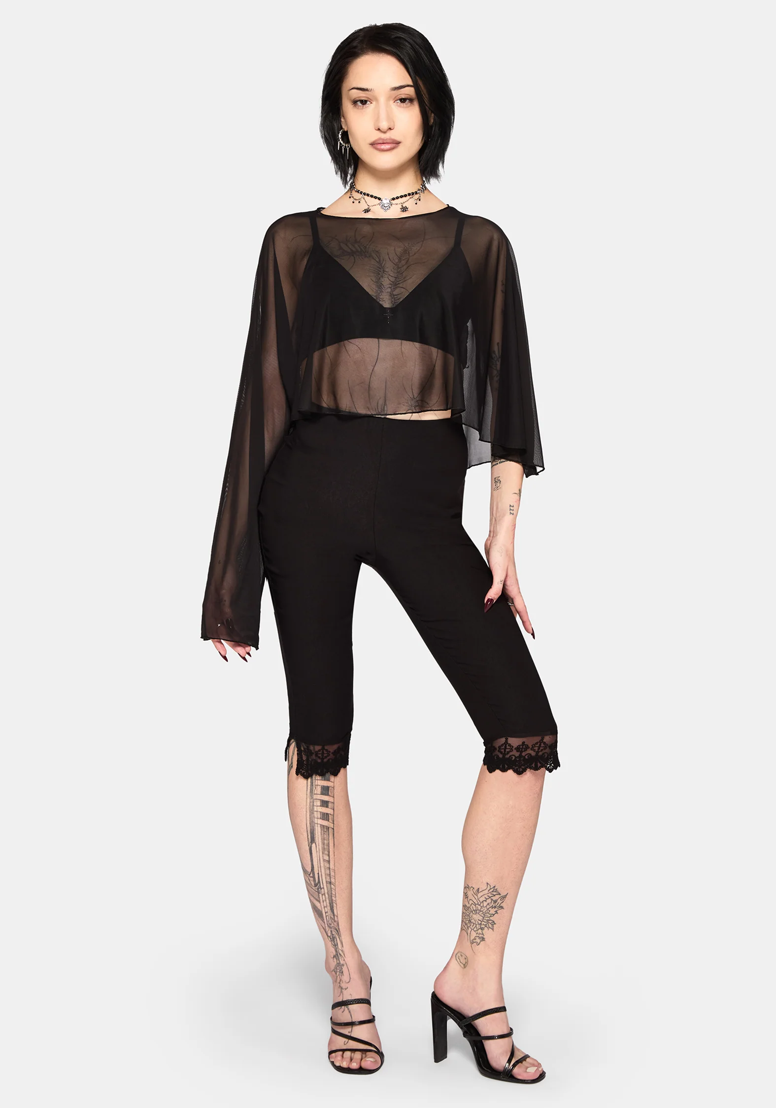 Emmie Black Mesh Poncho - Image 5