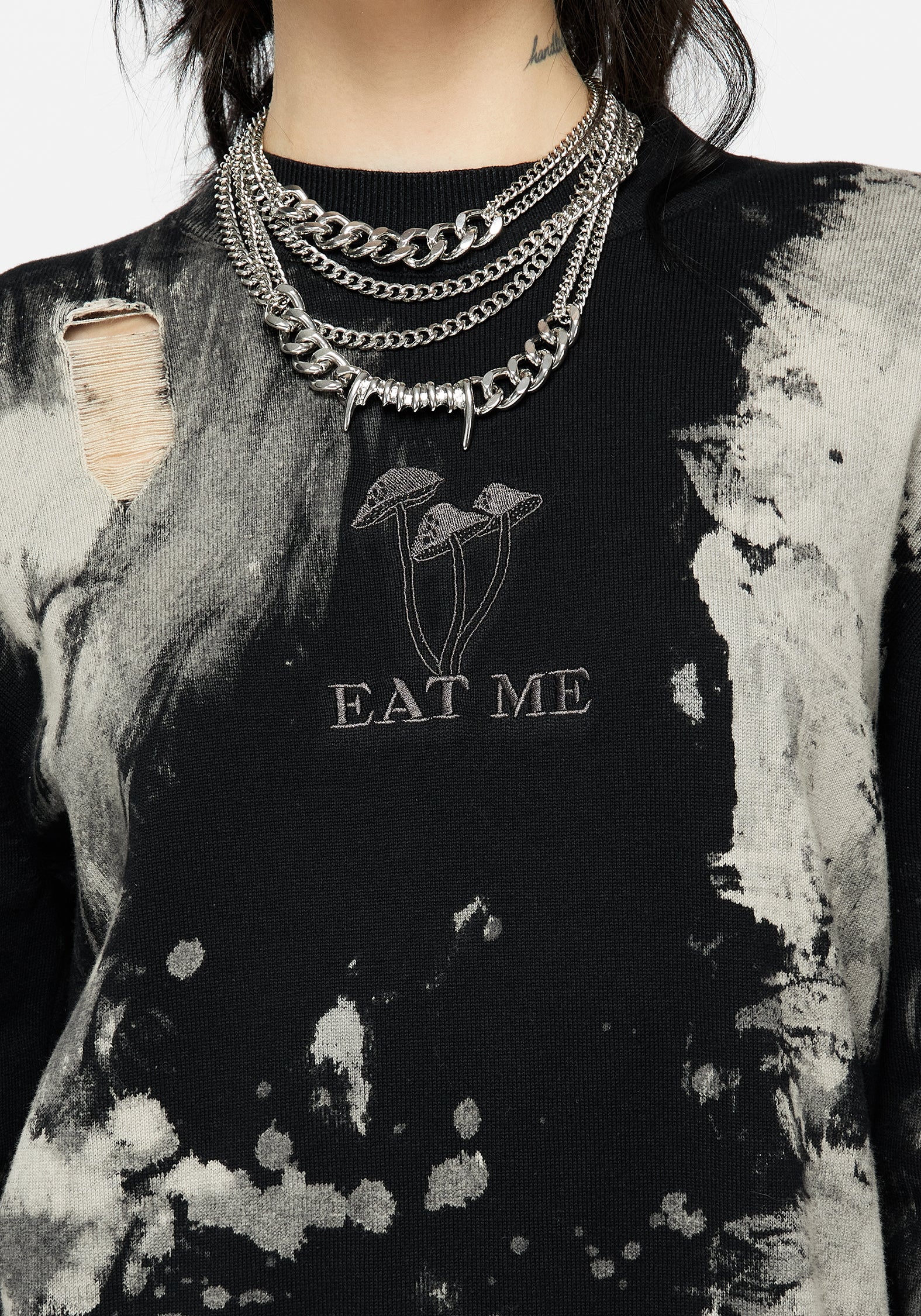 Enigma Embroidered Distressed Knit Jumper - Image 2