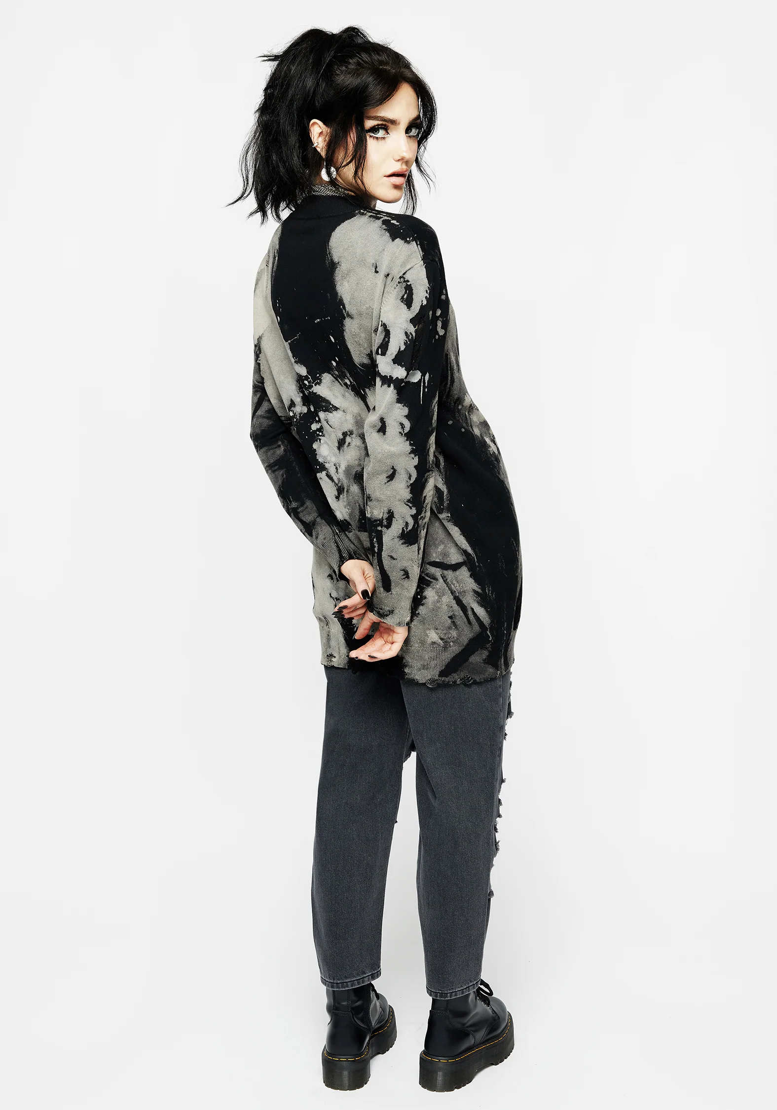 Enigma Embroidered Distressed Knit Jumper - Image 3