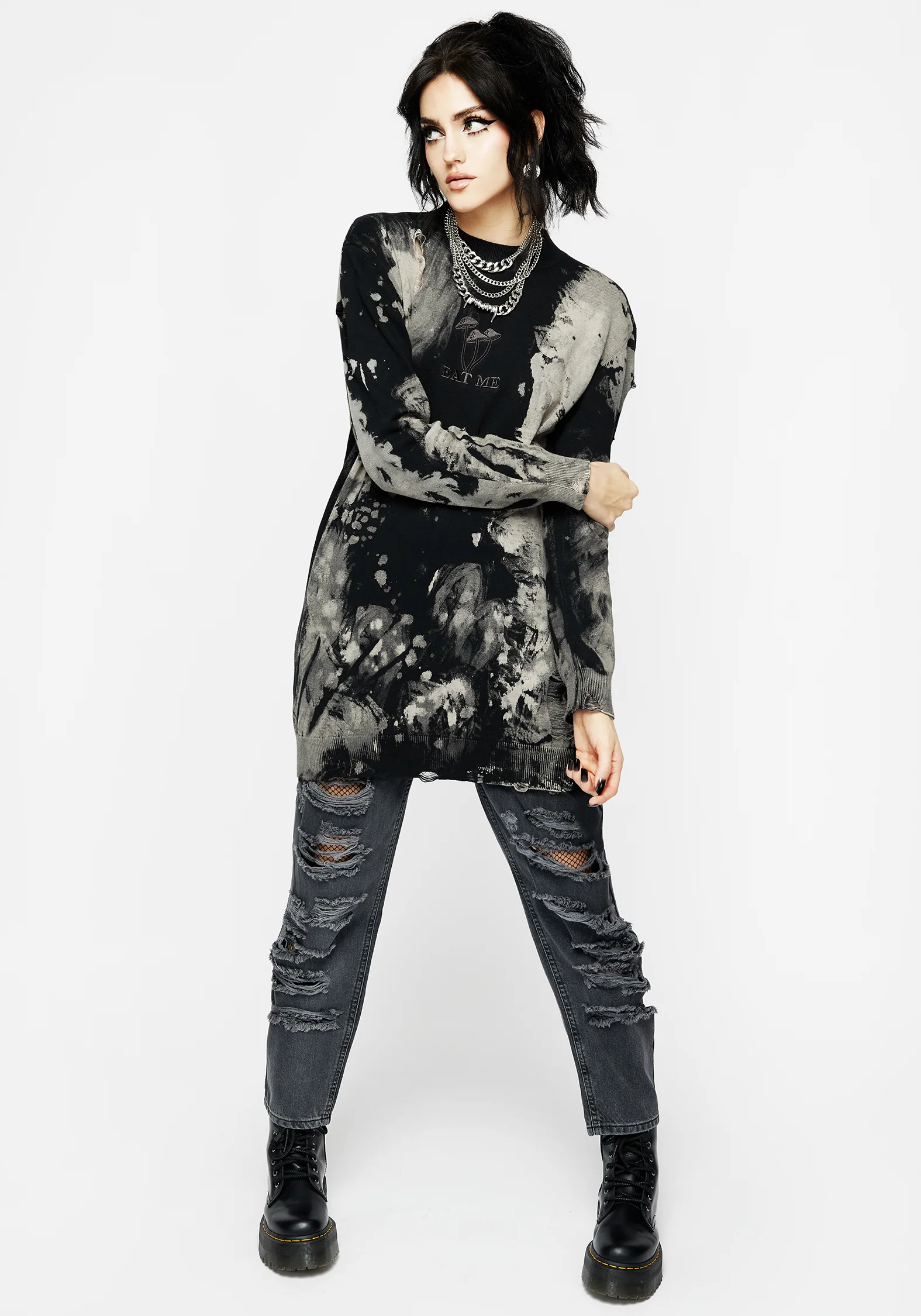 Enigma Embroidered Distressed Knit Jumper - Image 4