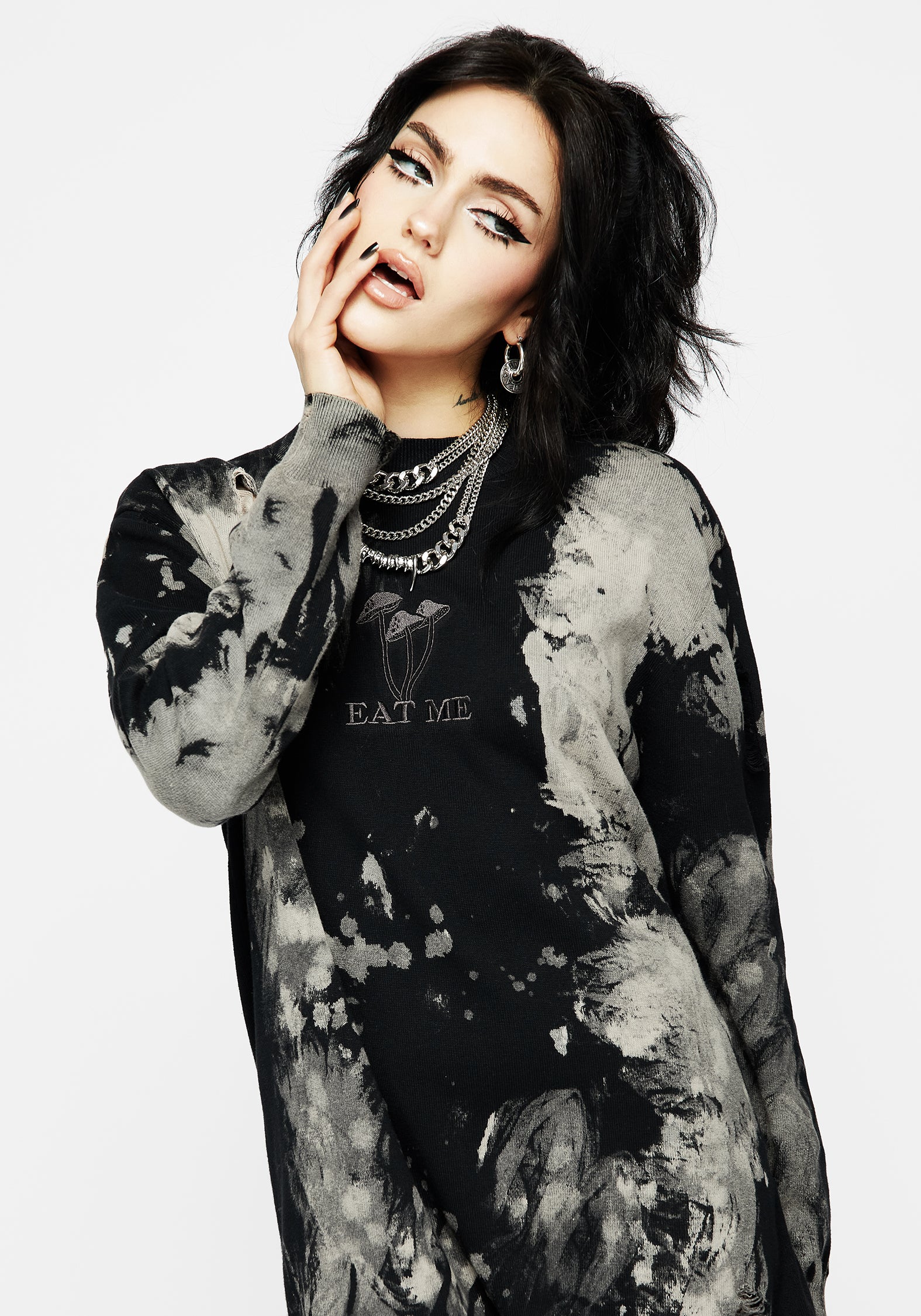 Enigma Embroidered Distressed Knit Jumper - Image 5