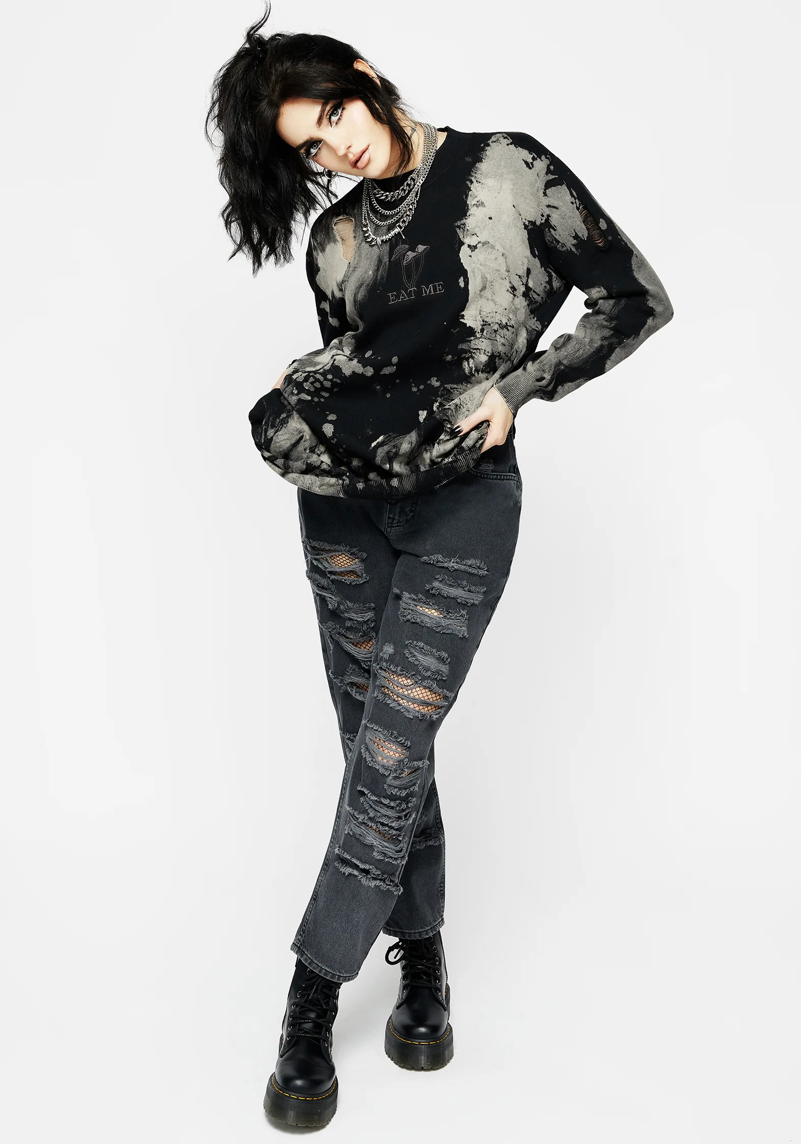 Enigma Embroidered Distressed Knit Jumper - Image 6