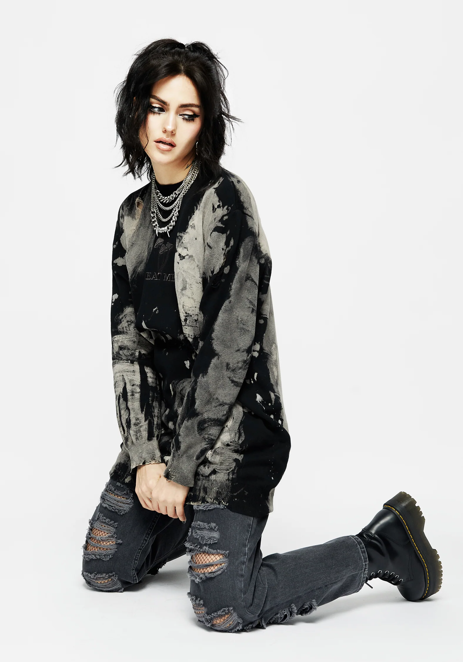 Enigma Embroidered Distressed Knit Jumper - Image 8